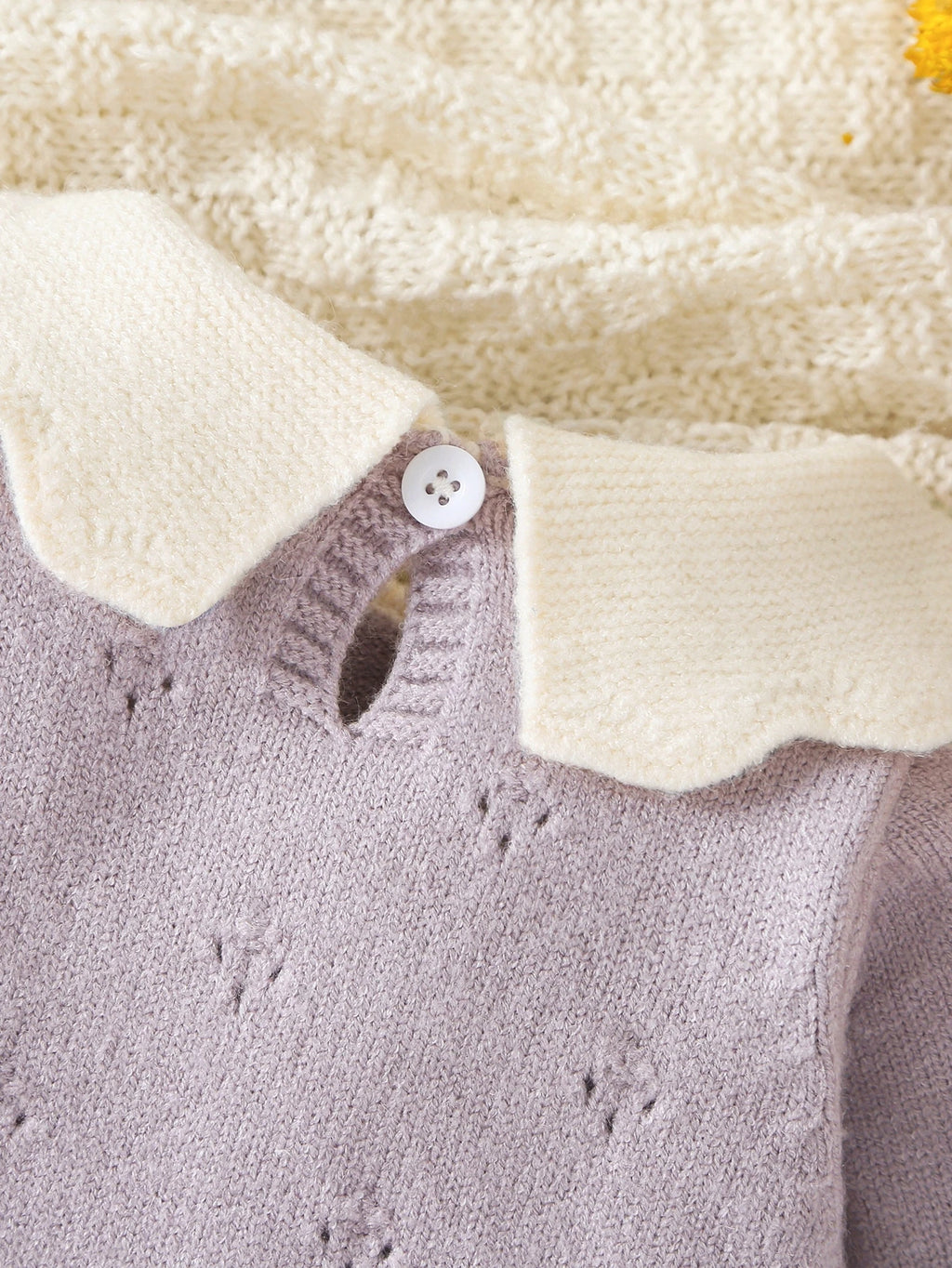 Newborn Baby Soft Perforated Sweater Cartoon Onesie Jumpsuit
