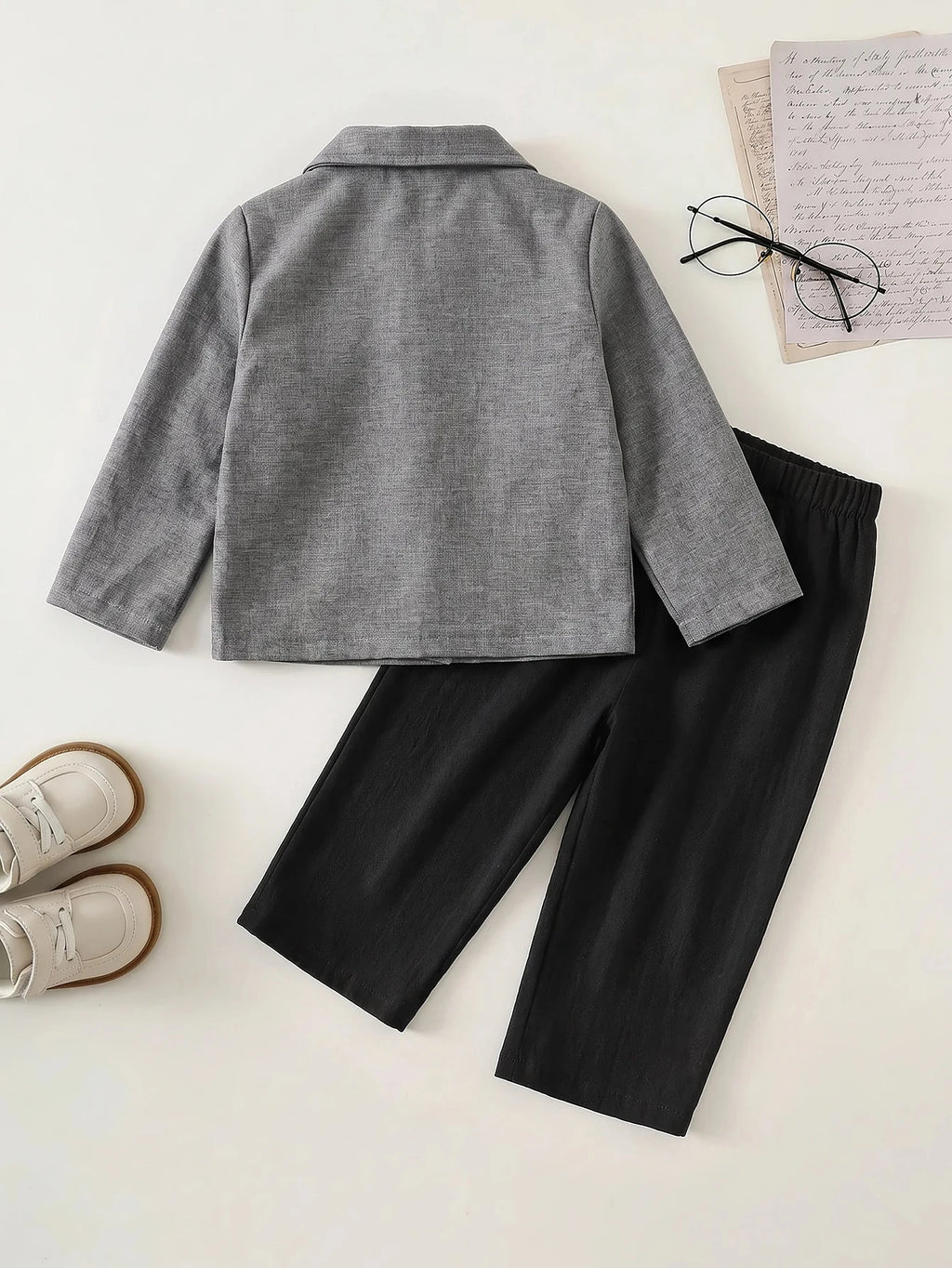 Bambinoo x Playful Pals Baby Casual Preppy Shirt & Pants 2-Piece Set