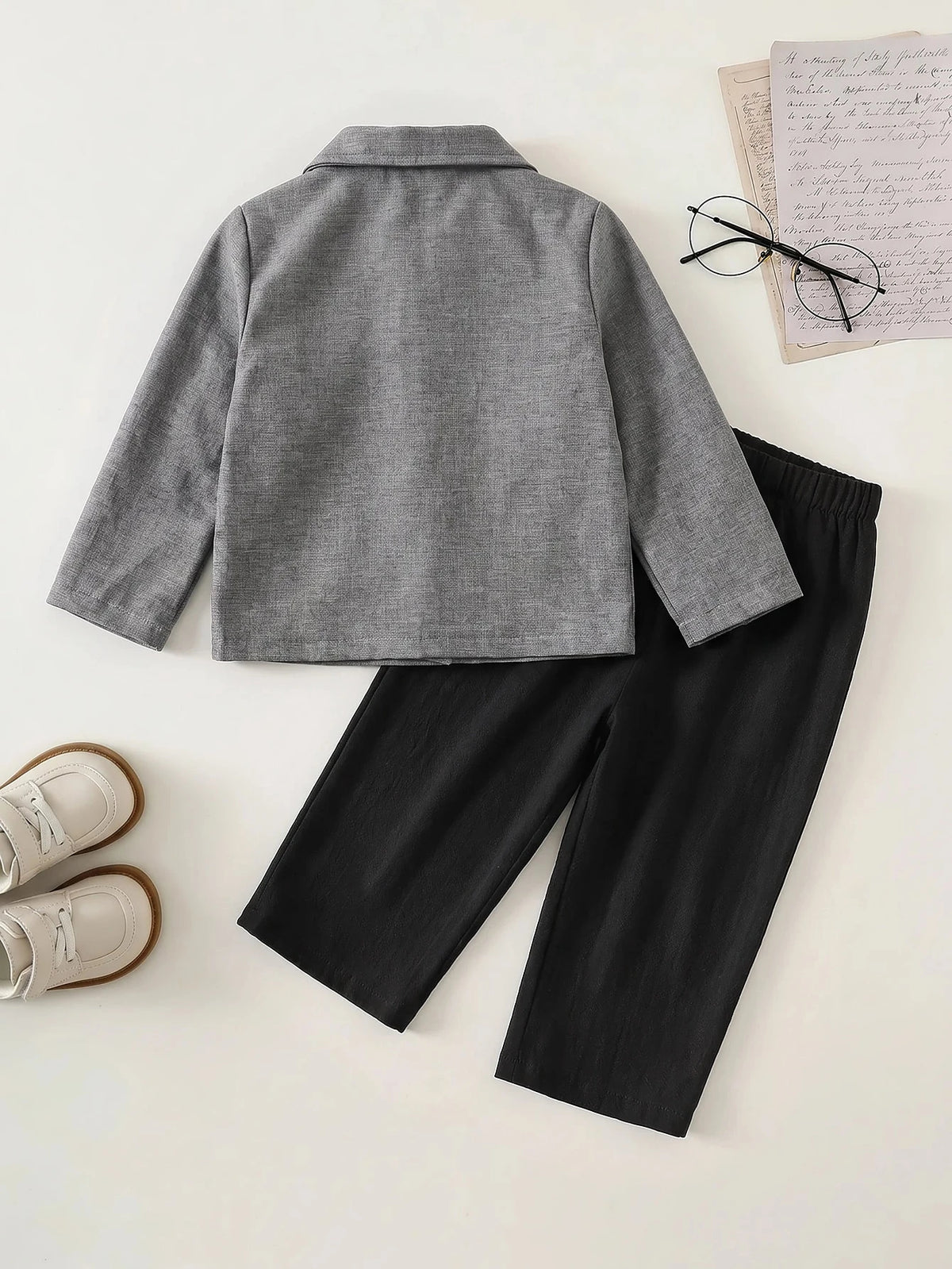 Bambinoo x Playful Pals Baby Casual Preppy Shirt & Pants 2-Piece Set