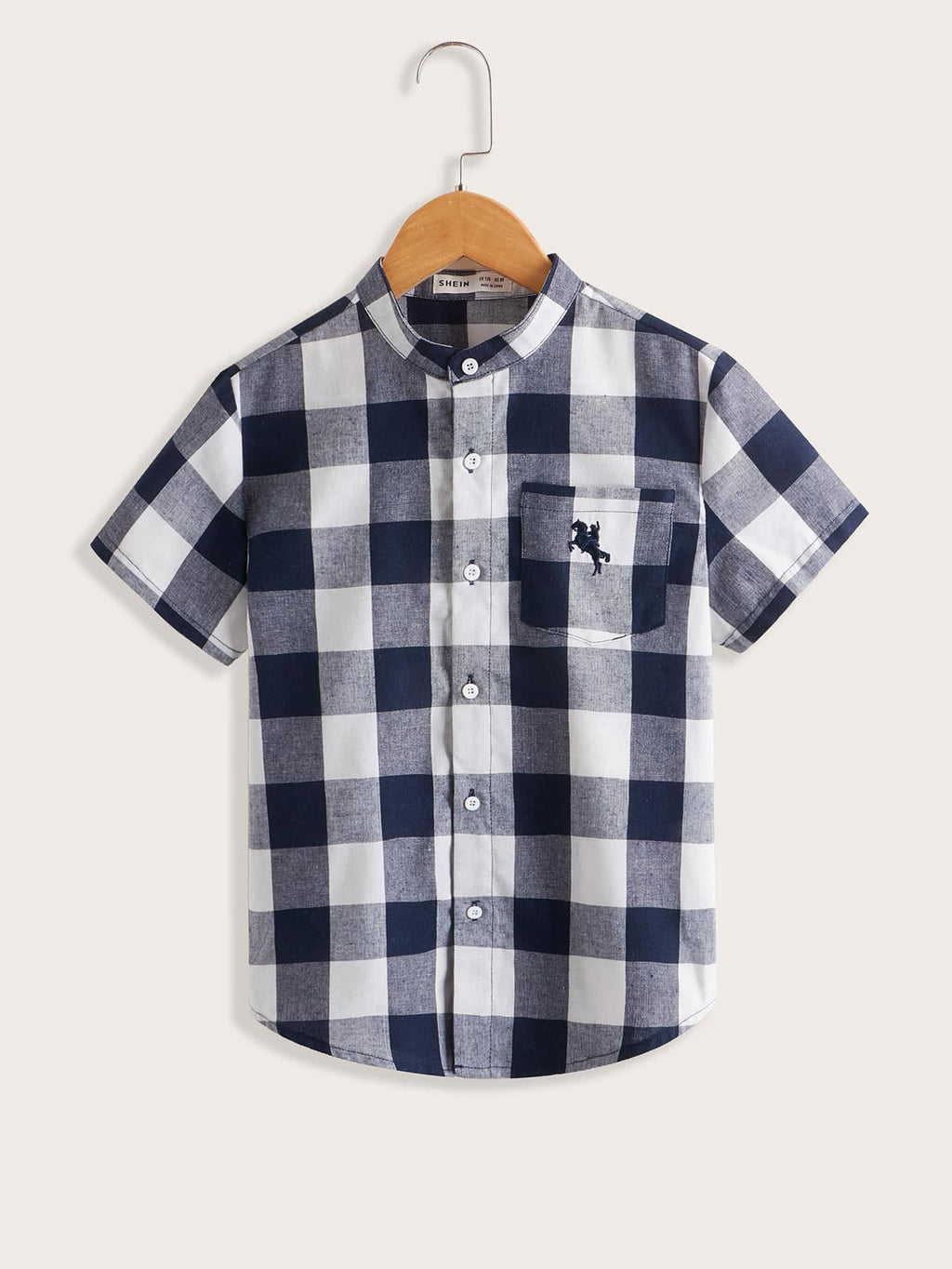 Chemise Garçon Carreaux Broderie Cheval