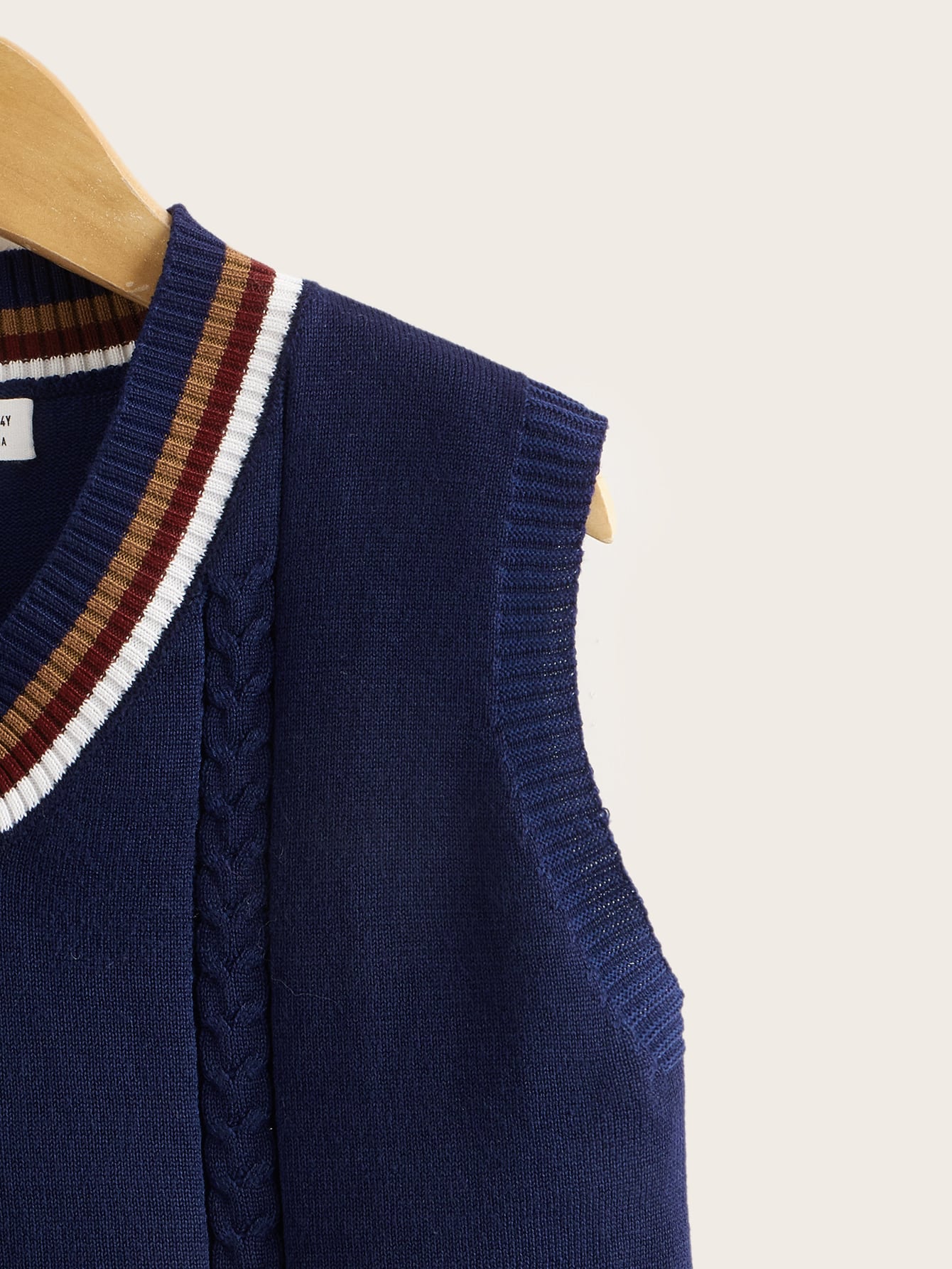 Boys' Striped Trim V-Neck Sweater Vest