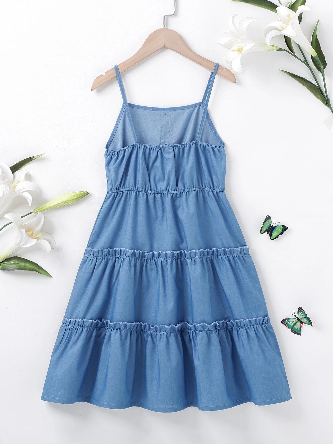 Robe Fille En Jean Bretelles Boutonnées