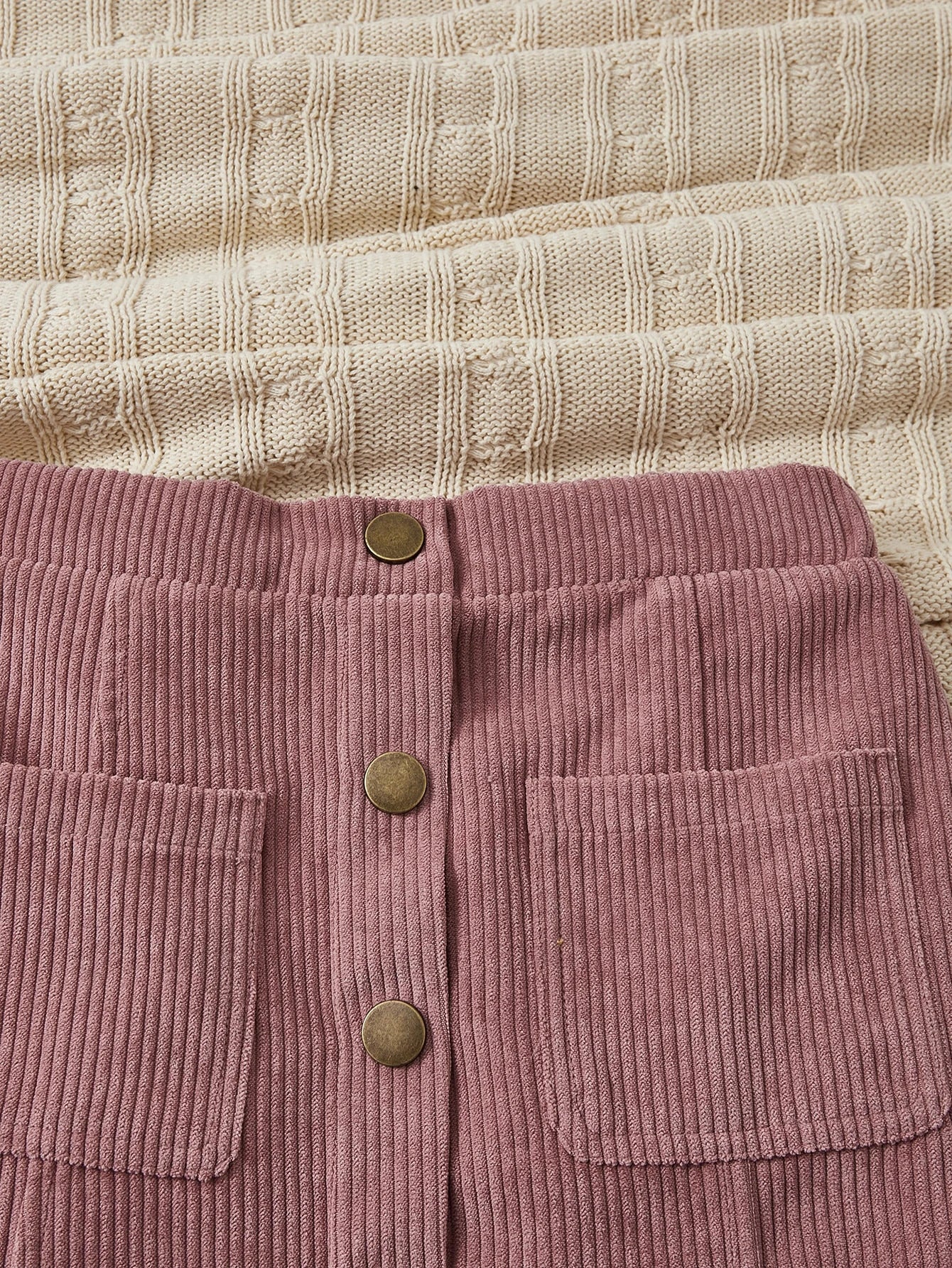 Girls' Button-Front Corduroy Skirt