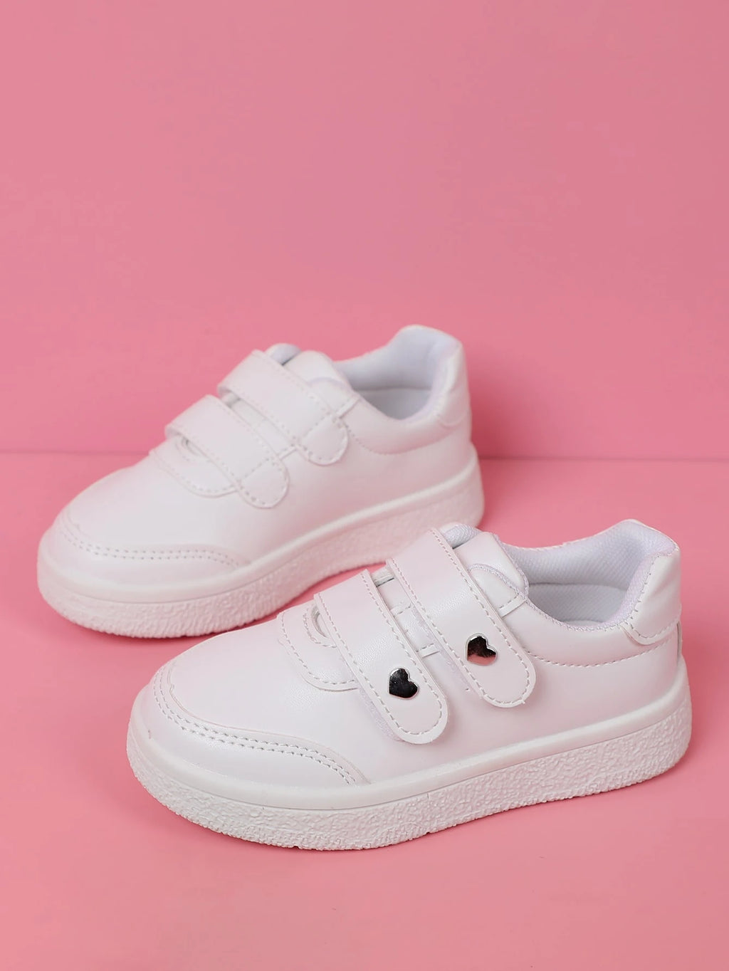 Girls' Heart Studded White Sneakers