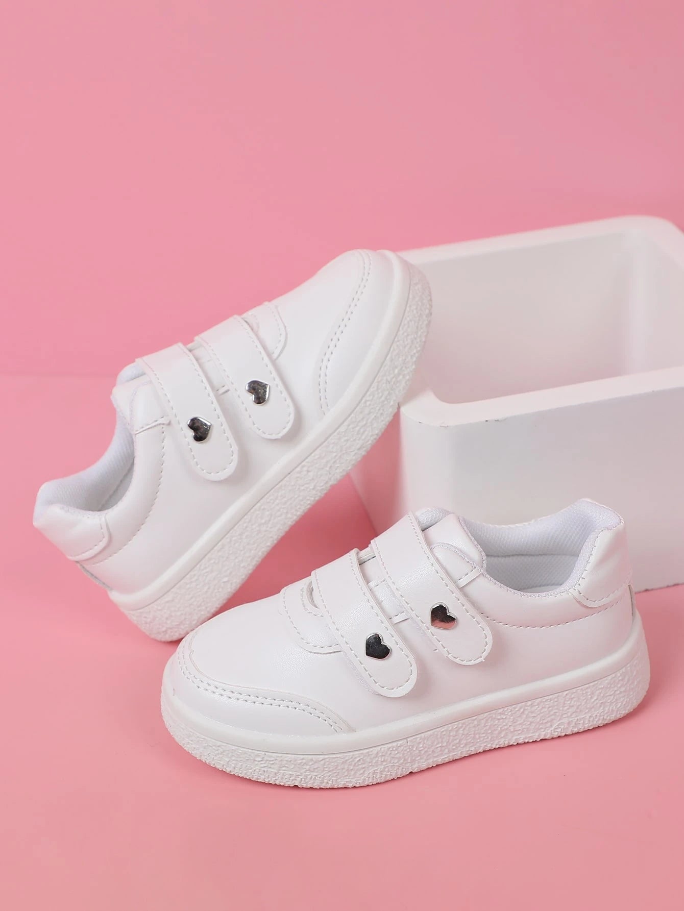 Girls' Heart Studded White Sneakers