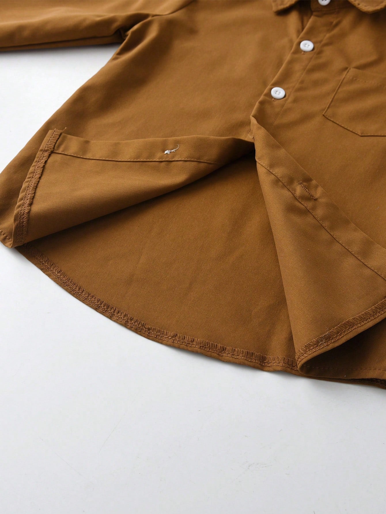 Chemise Garçon Marron Écusson Lettre Poche