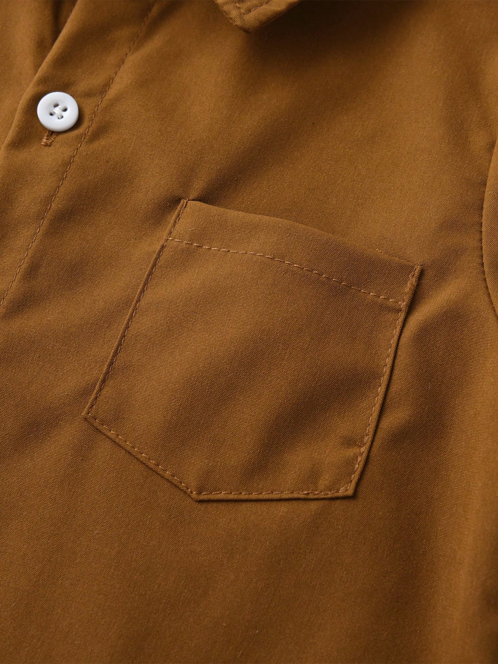 Chemise Garçon Marron Écusson Lettre Poche
