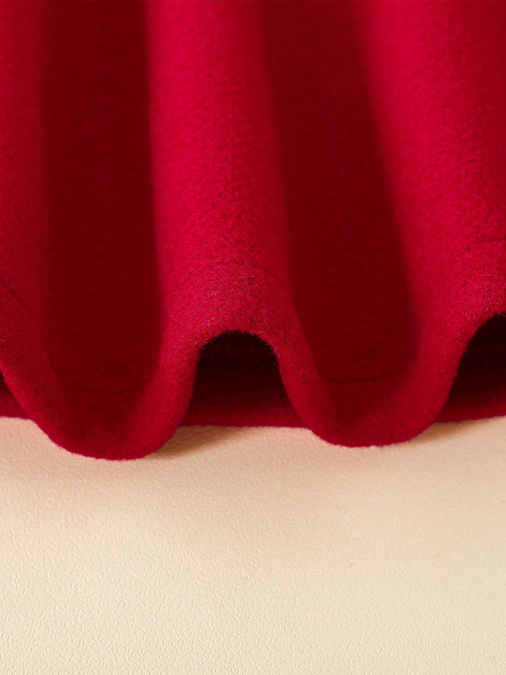 Young Girl Contrast Trim Double Breasted Cloak Cape Overcoat Red