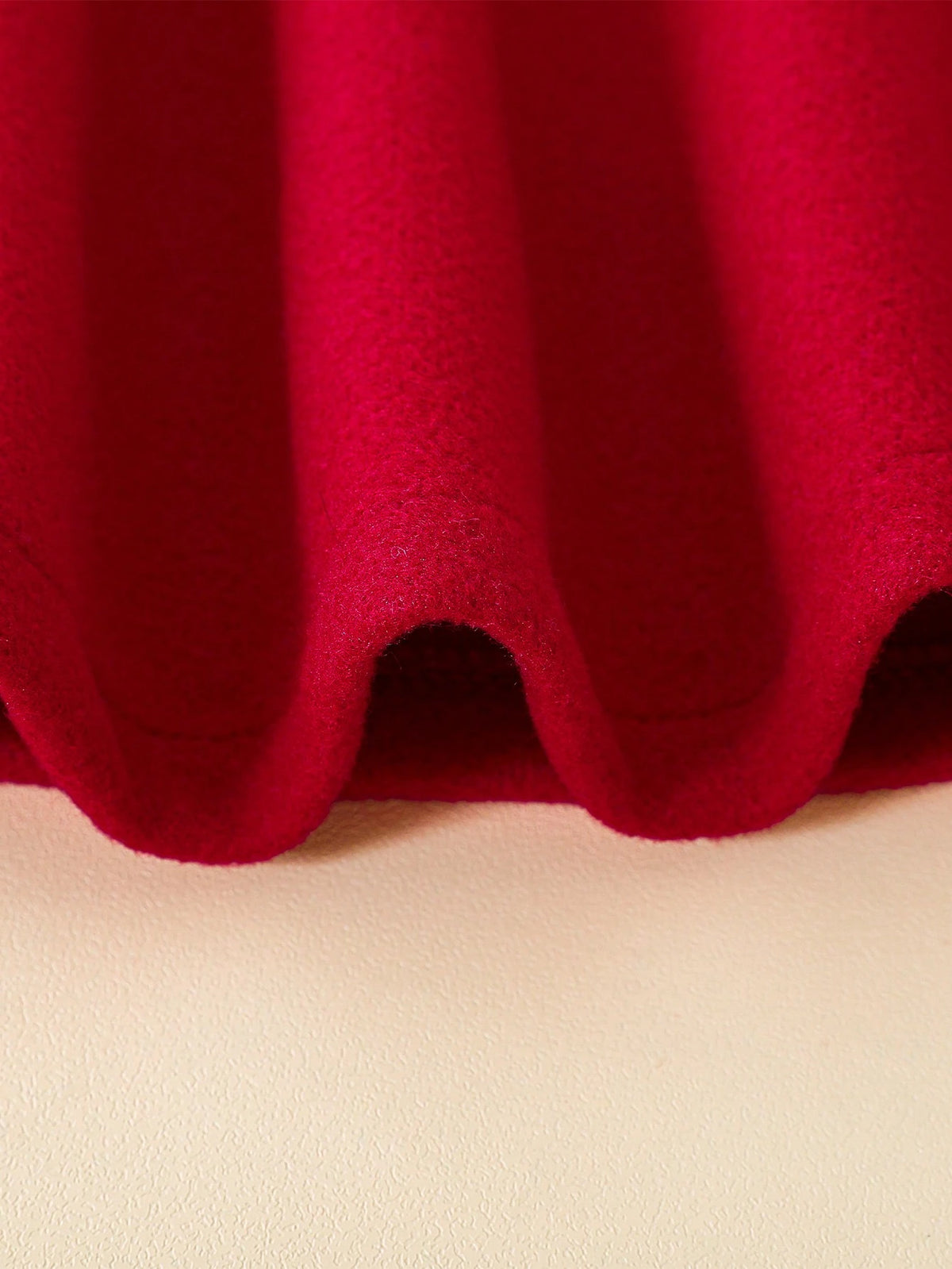 Young Girl Contrast Trim Double Breasted Cloak Cape Overcoat Red