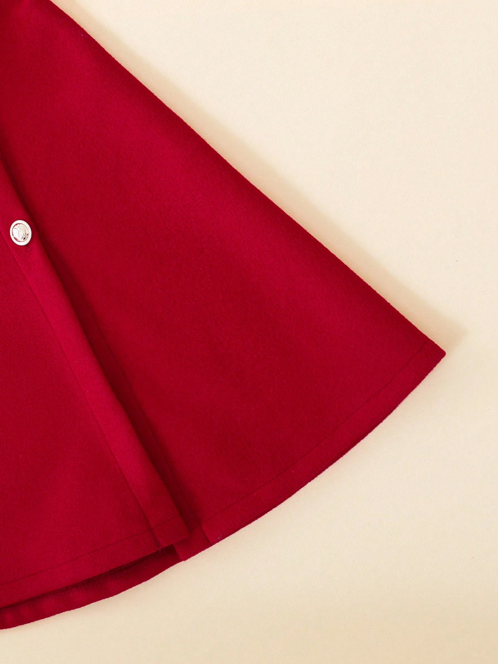 Young Girl Contrast Trim Double Breasted Cloak Cape Overcoat Red