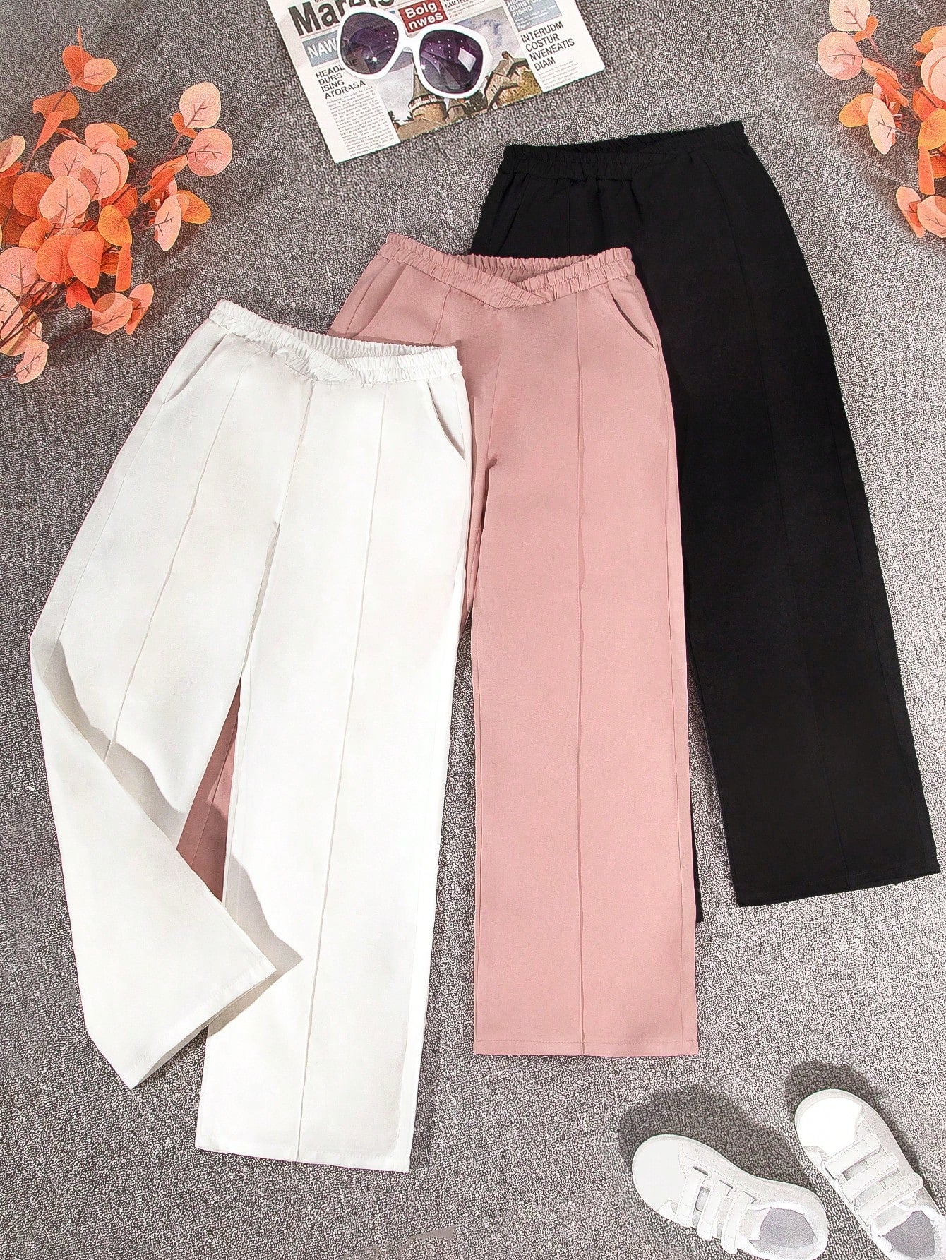Set of 3 Girls' Wide-Leg Pants