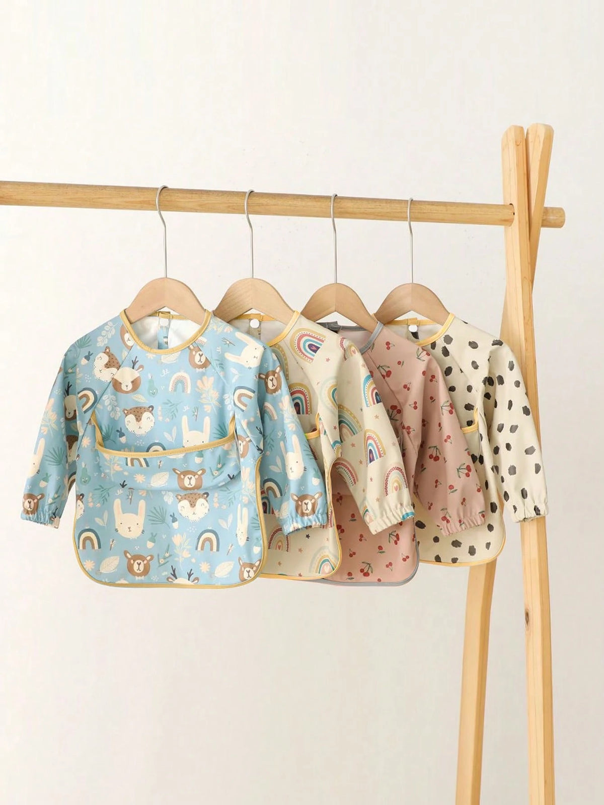 Dinosaur Pattern Baby Long Sleeve Bib Multicolor