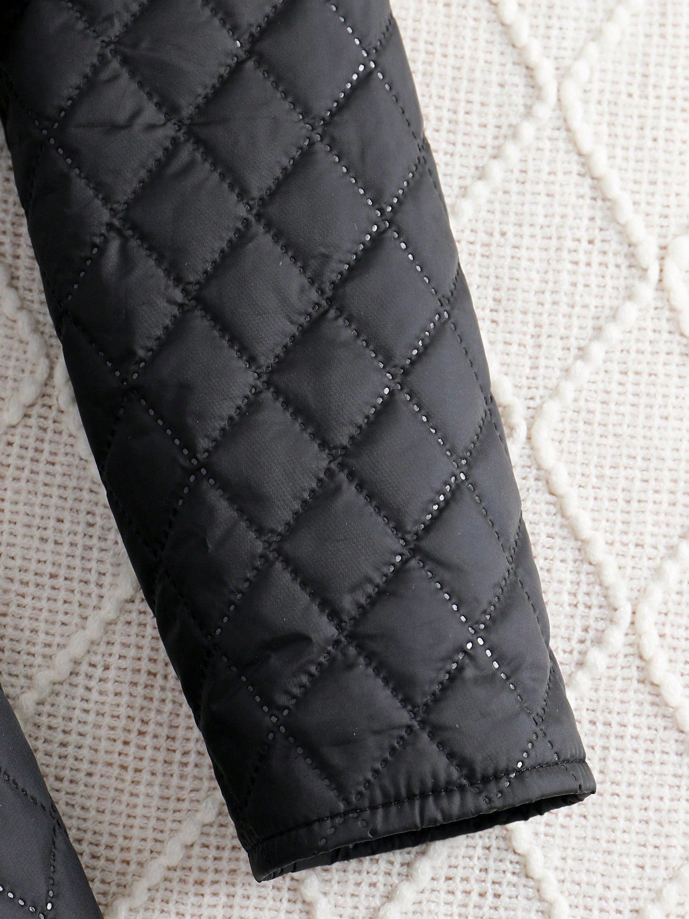 Tween Girl Flap Detail Quilted Jacket & Skirt Black