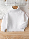 Chandail tricoté à col roulé de couleur unie pour bébés filles