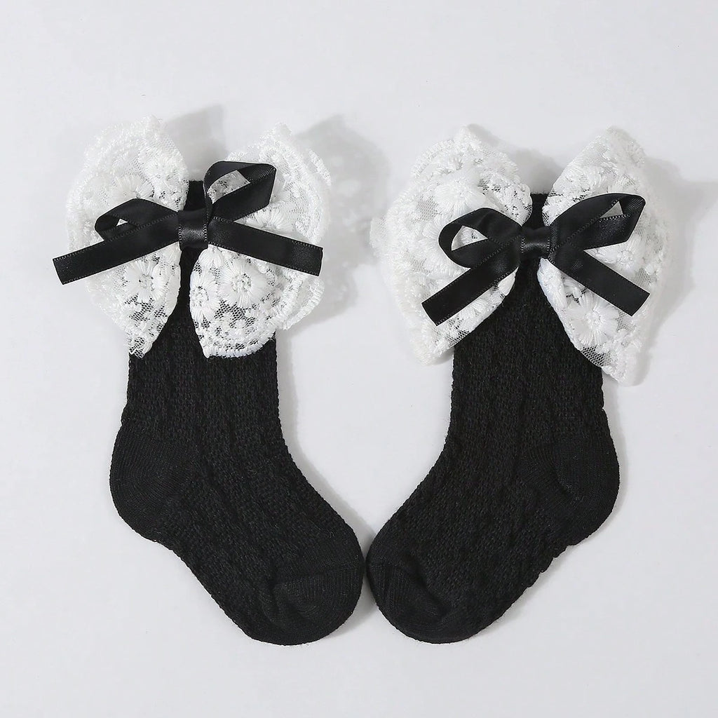 Baby Valentine's Day Black Bow Headband & Anti-Skid Socks Set