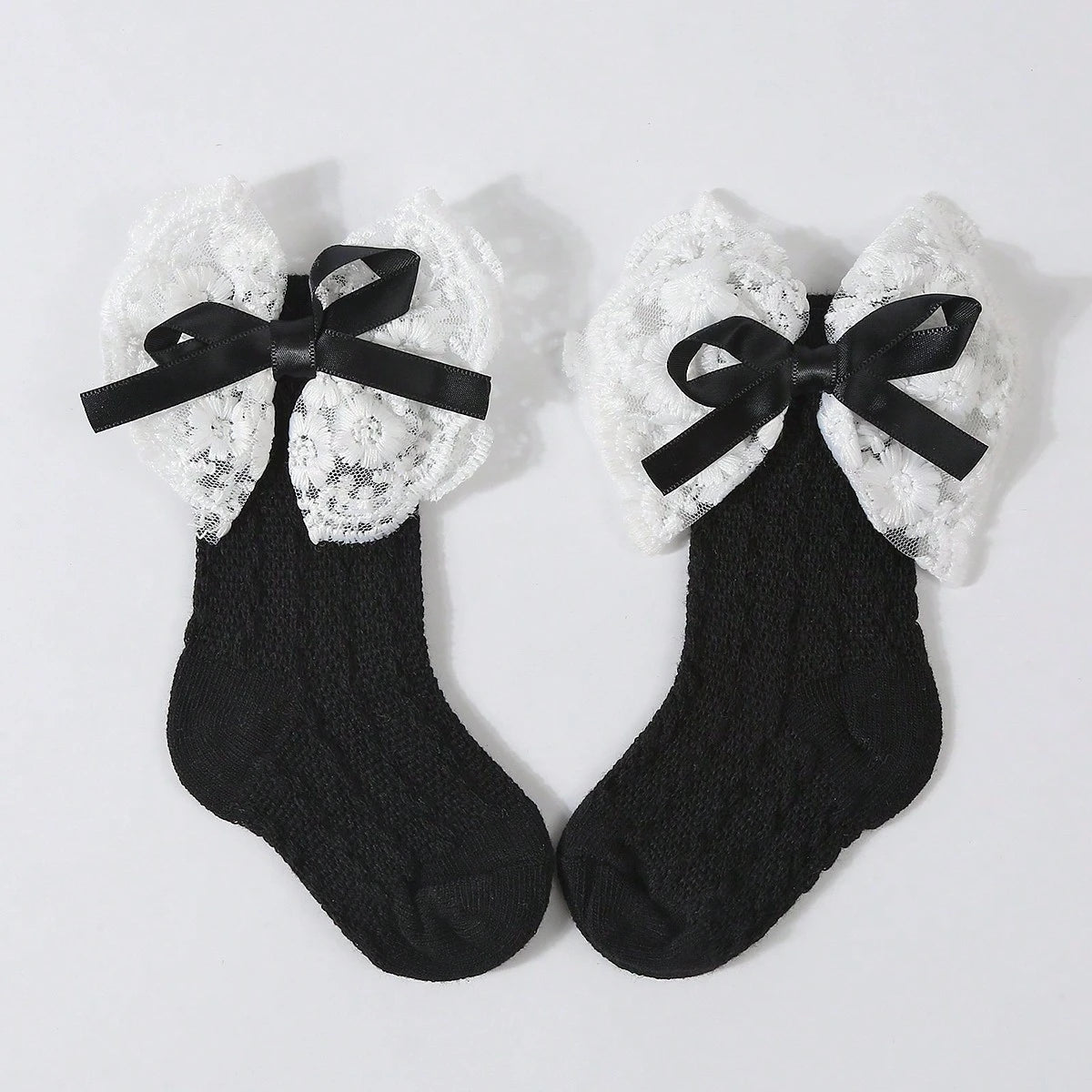 Baby Valentine's Day Black Bow Headband & Anti-Skid Socks Set