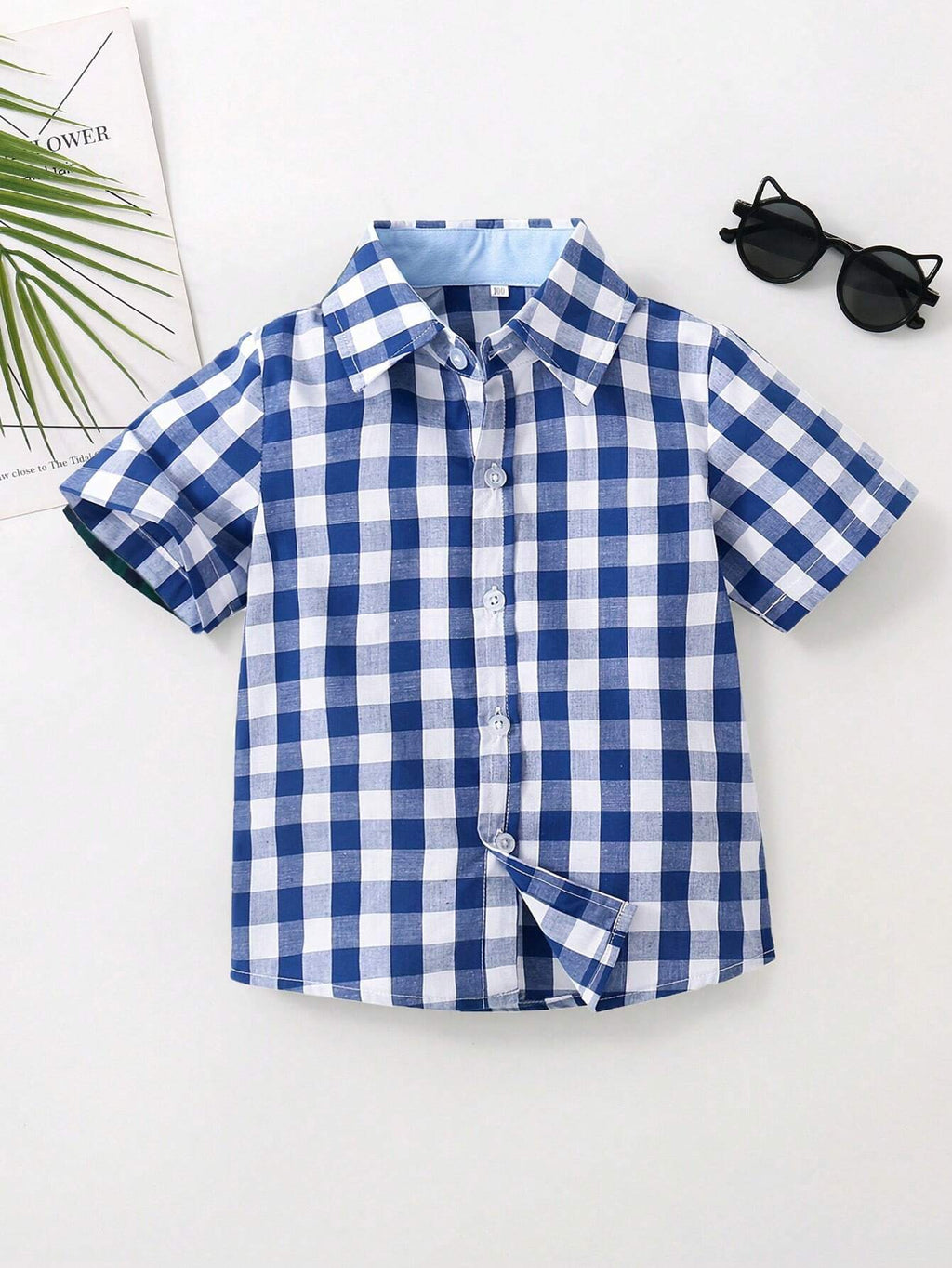 Boys' Plaid Printed Short-Sleeve Shirt