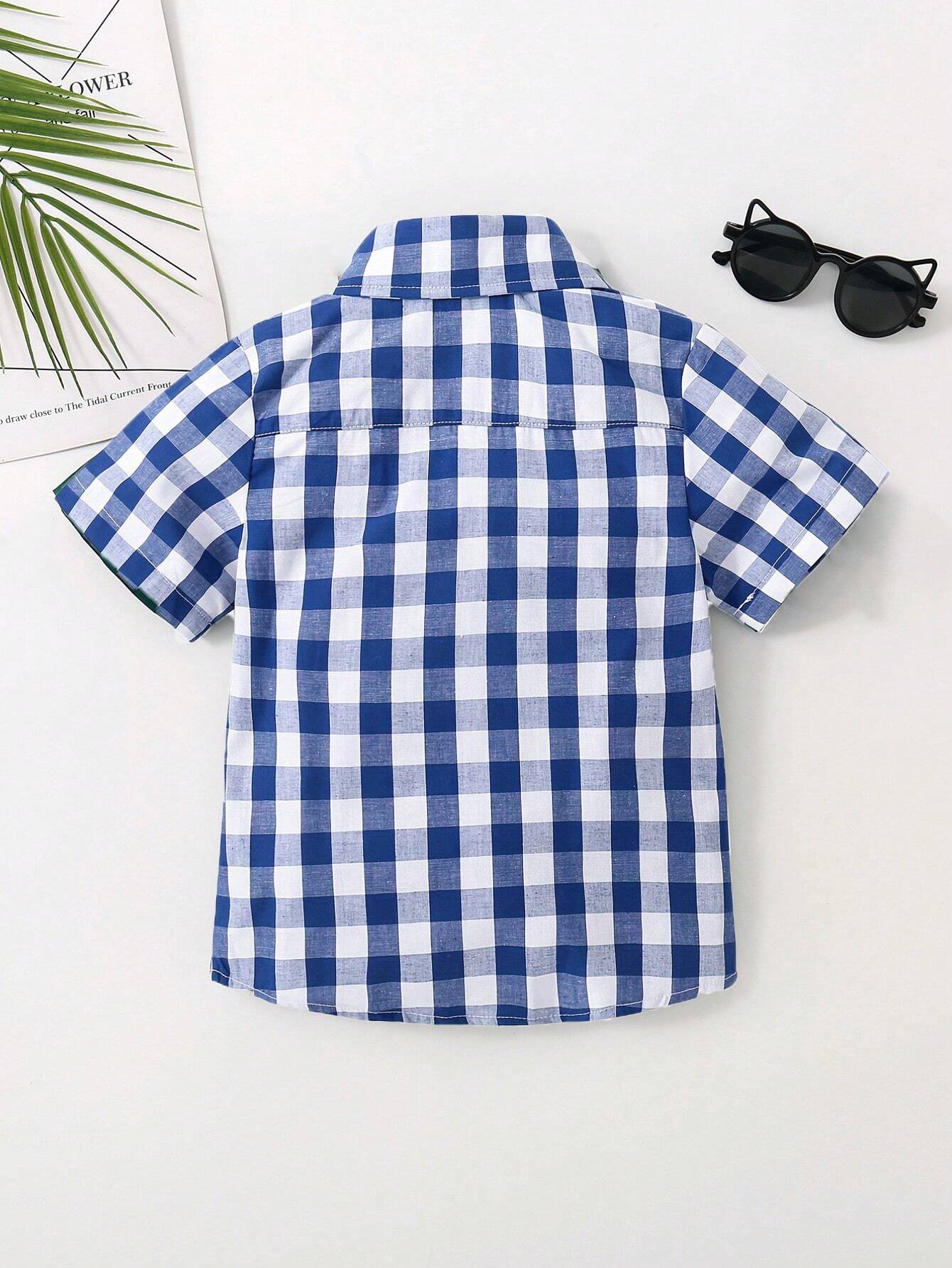 Boys' Plaid Printed Short-Sleeve Shirt