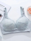 Elegant Lace Stretch Nursing Bra Blue