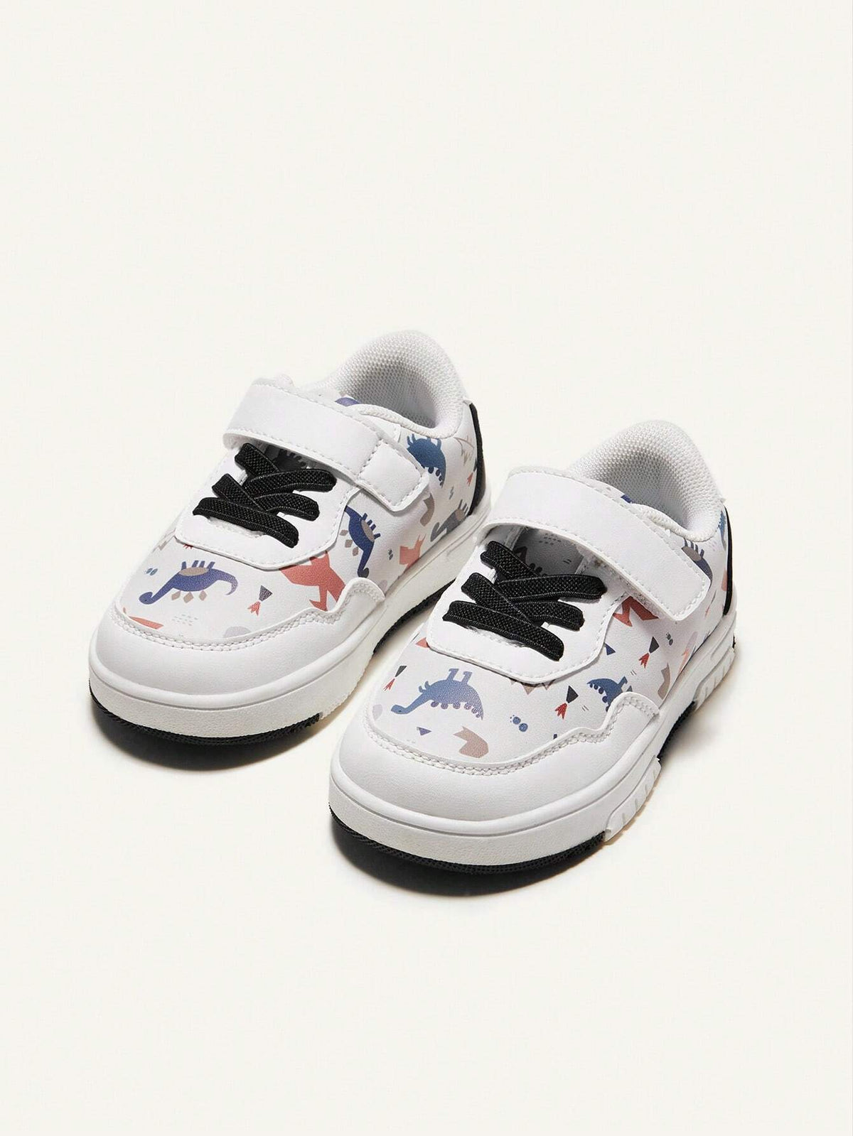 Cozy Pixies Boys' Dinosaur Canvas Shoes With Toe Cap White