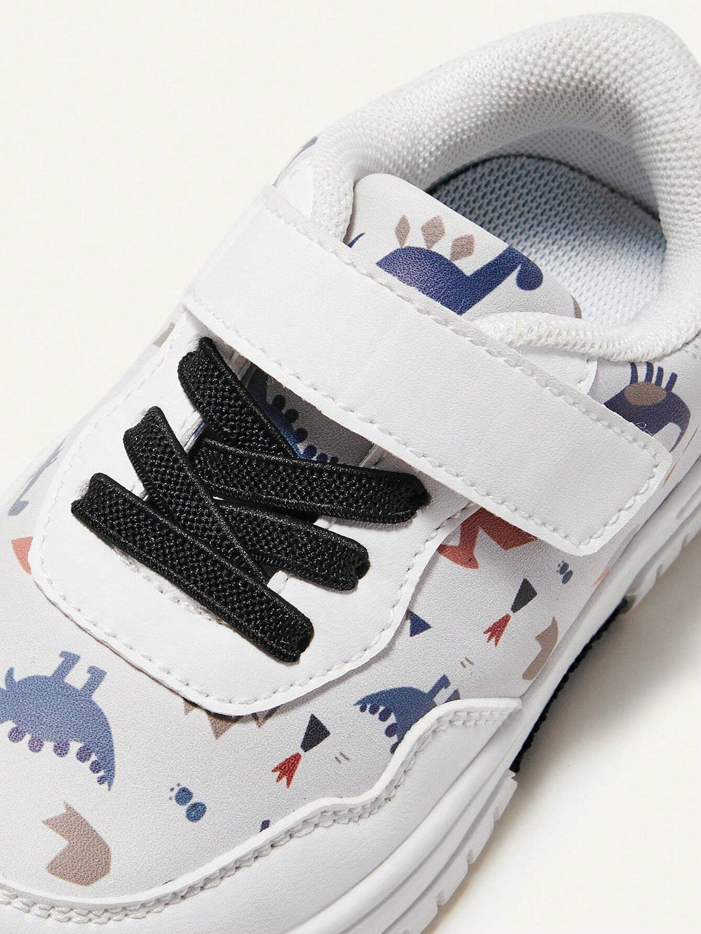 Cozy Pixies Chaussures en toile dinosaure pour garçons avec bout renforcé Blanc