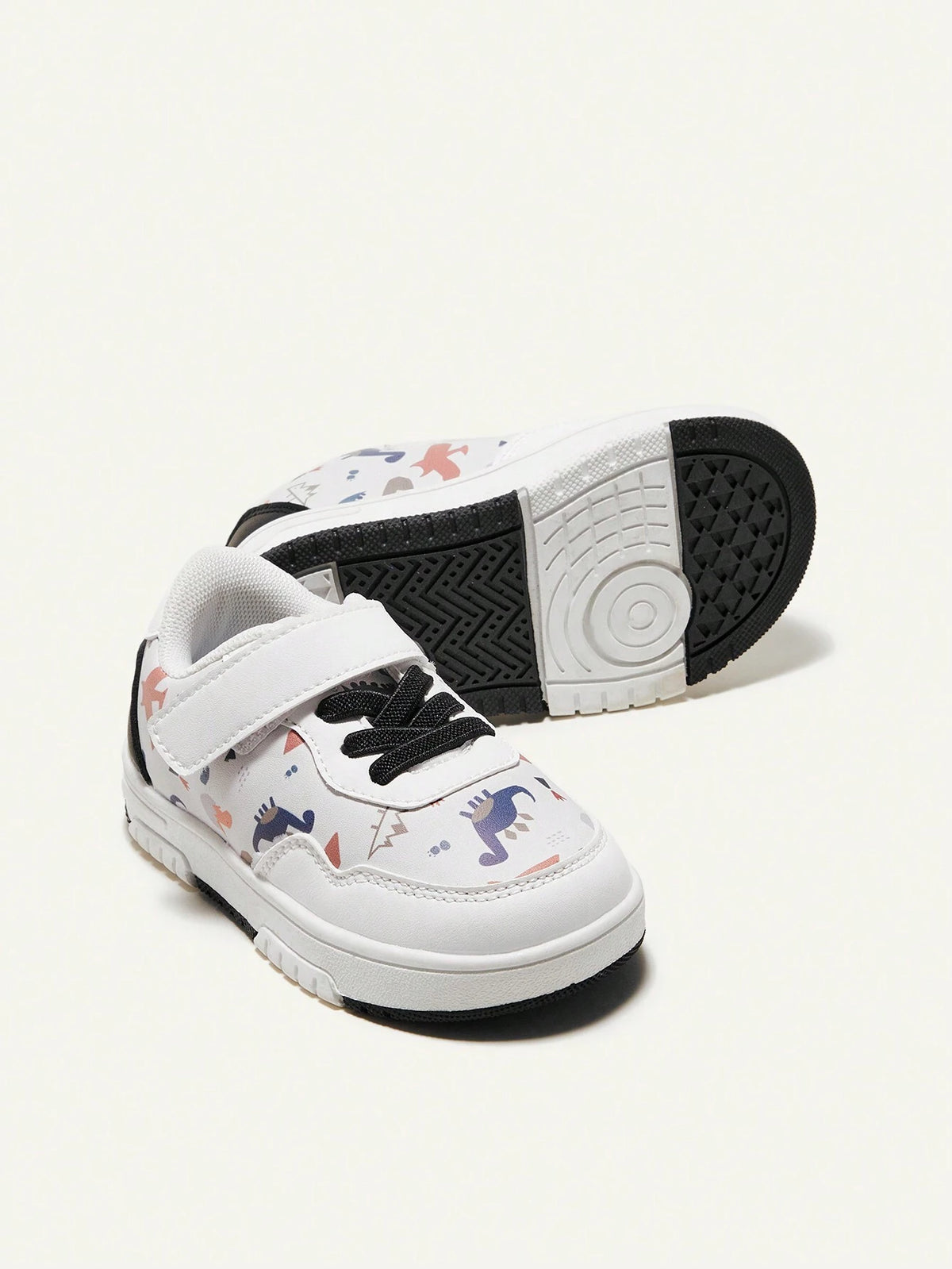 Cozy Pixies Chaussures en toile dinosaure pour garçons avec bout renforcé Blanc