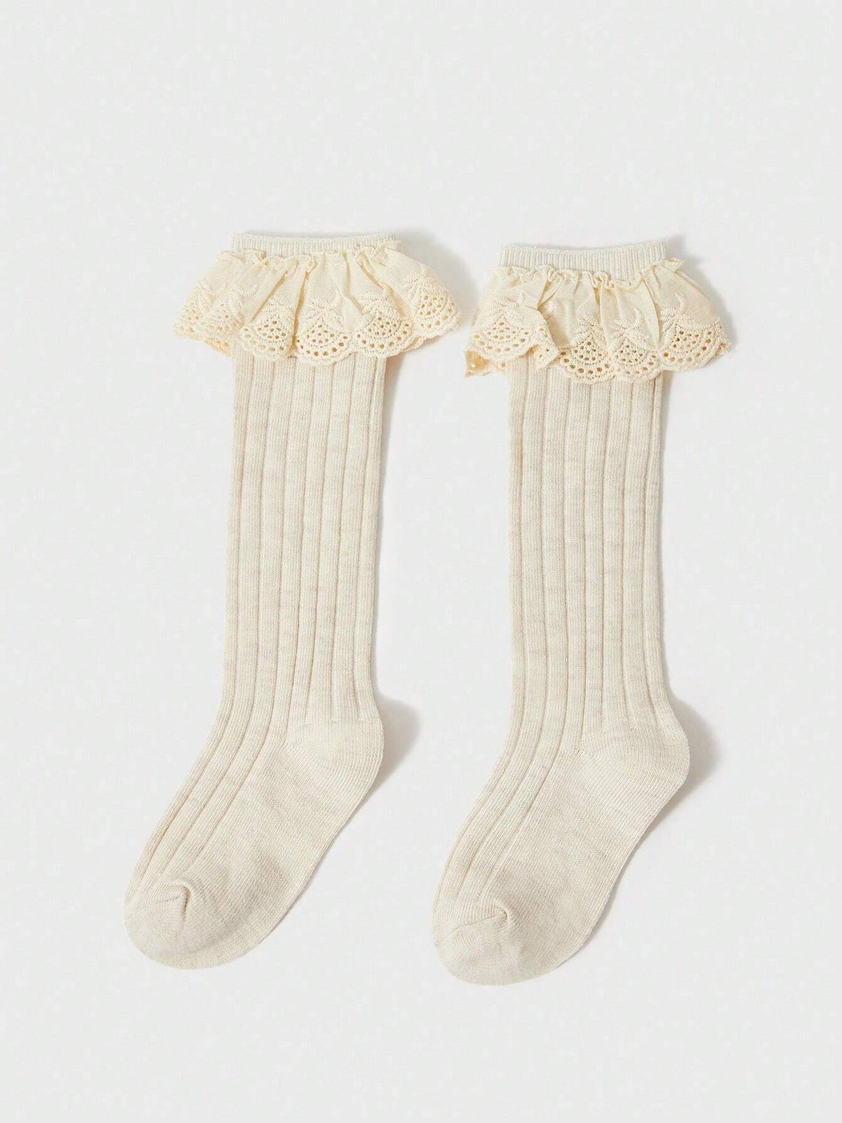 Girls' Vintage Lace High-Tube Mid-Calf Socks 3-Pack