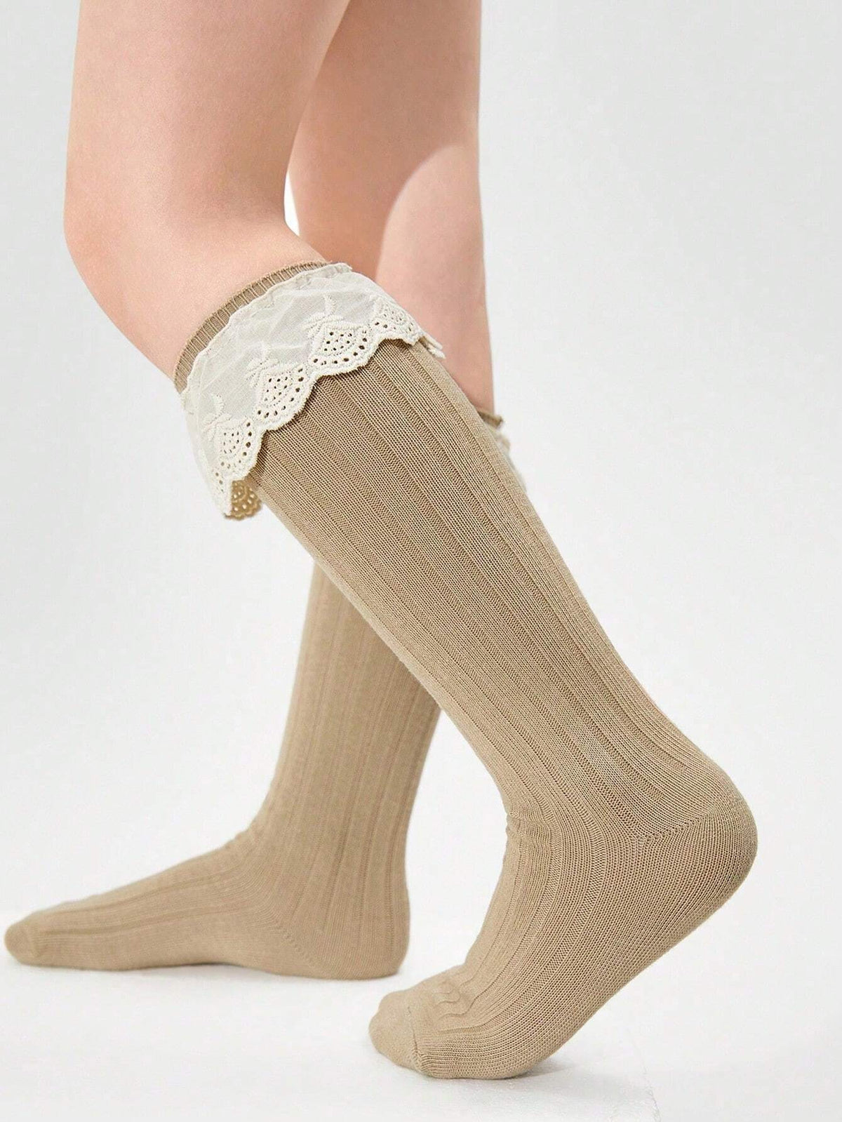 Girls' Vintage Lace High-Tube Mid-Calf Socks 3-Pack