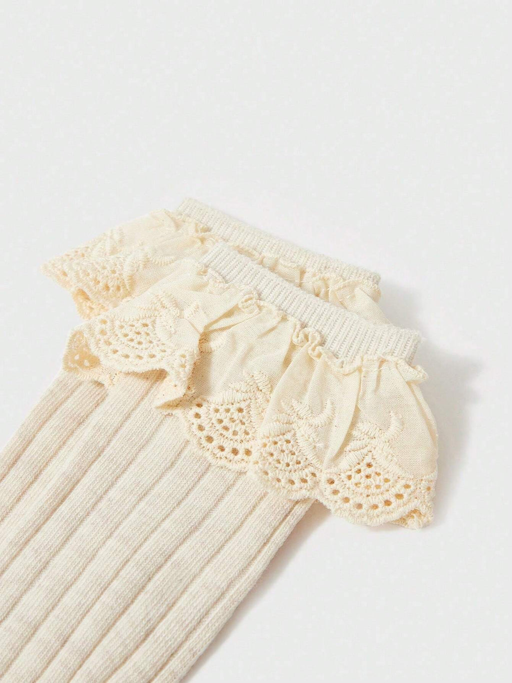 Girls' Vintage Lace High-Tube Mid-Calf Socks 3-Pack