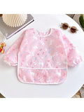 Baby  Cartoon Print Breathable Feeding Bib 1pc - Pink Pink
