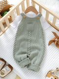 Baby Boy Green Knitted Suspender Romper Jumpsuit Green