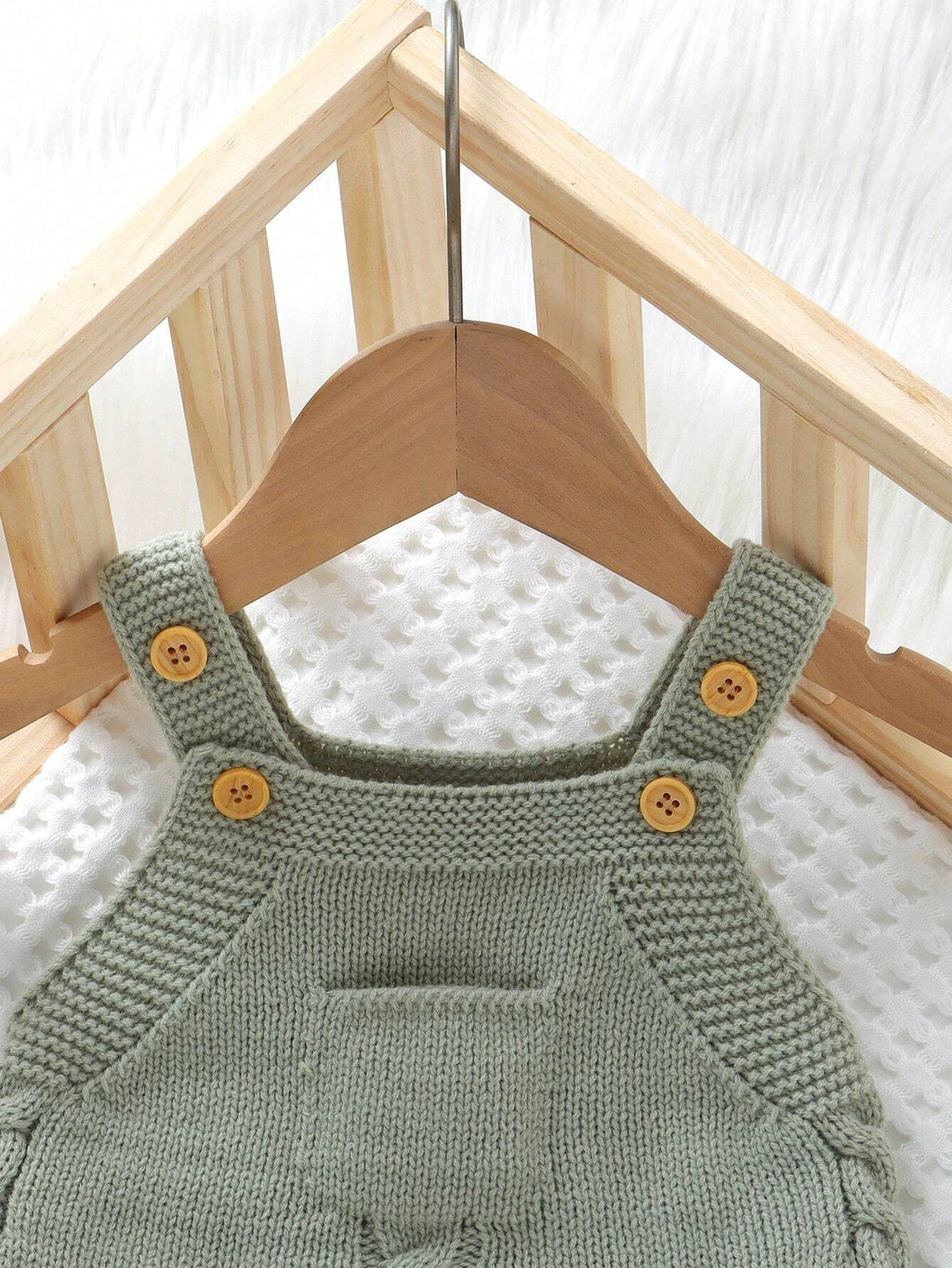 Baby Boy Green Knitted Suspender Romper Jumpsuit Green