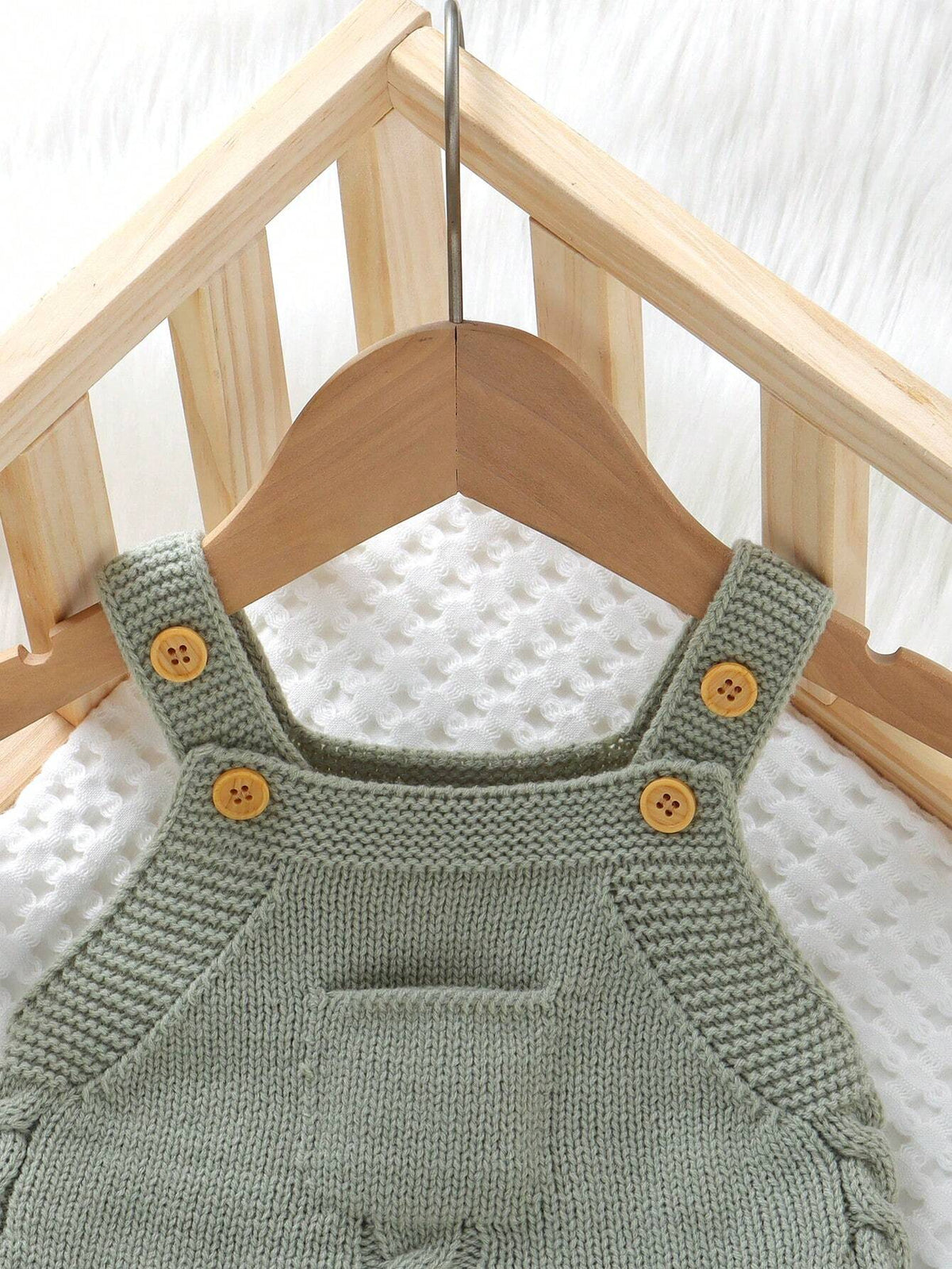 Baby Boy Green Knitted Suspender Romper Jumpsuit Green