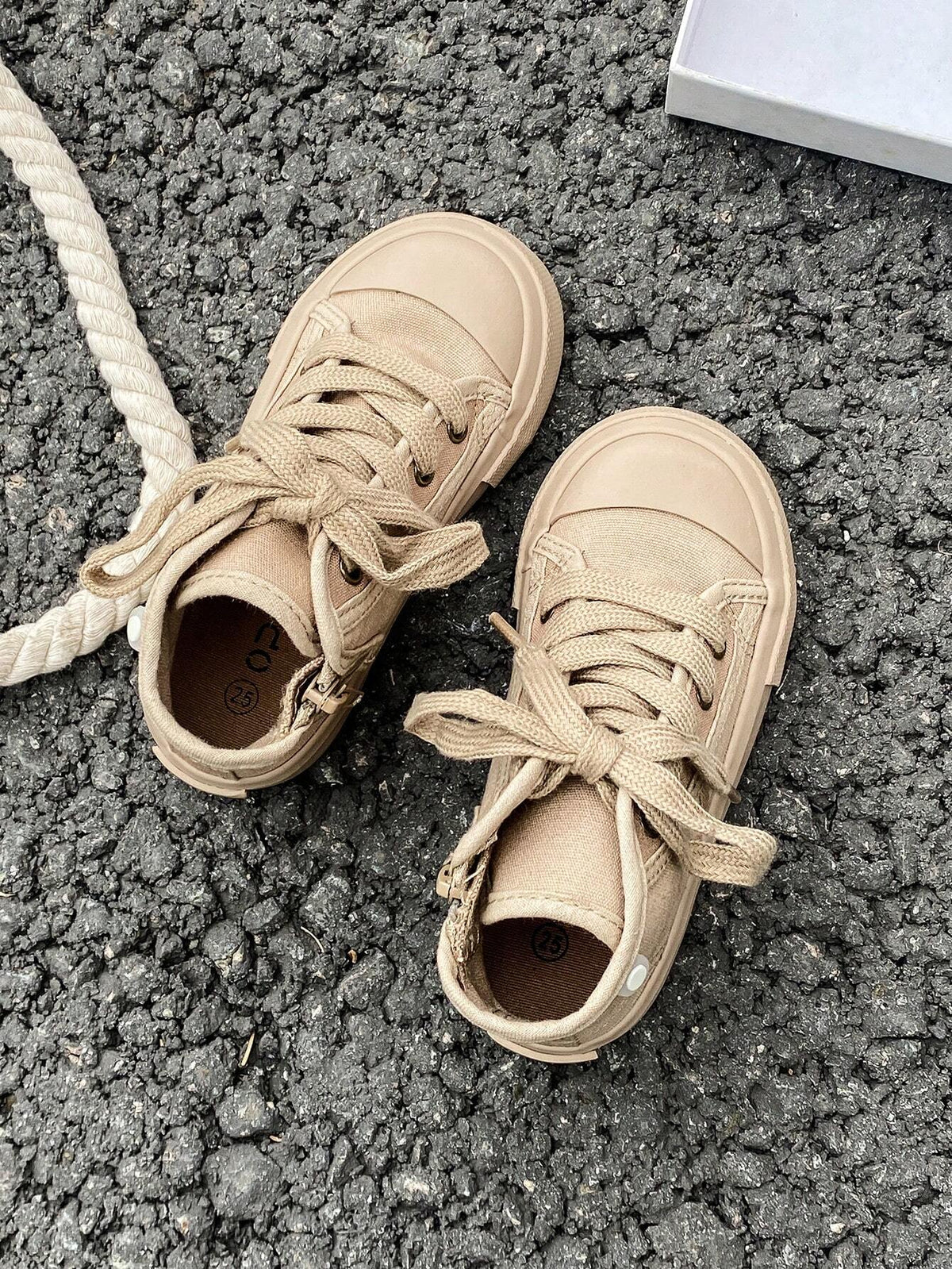 Bambinoo x OPOEE Playful Pals Kids' Classic High-Top Canvas Shoes Khaki