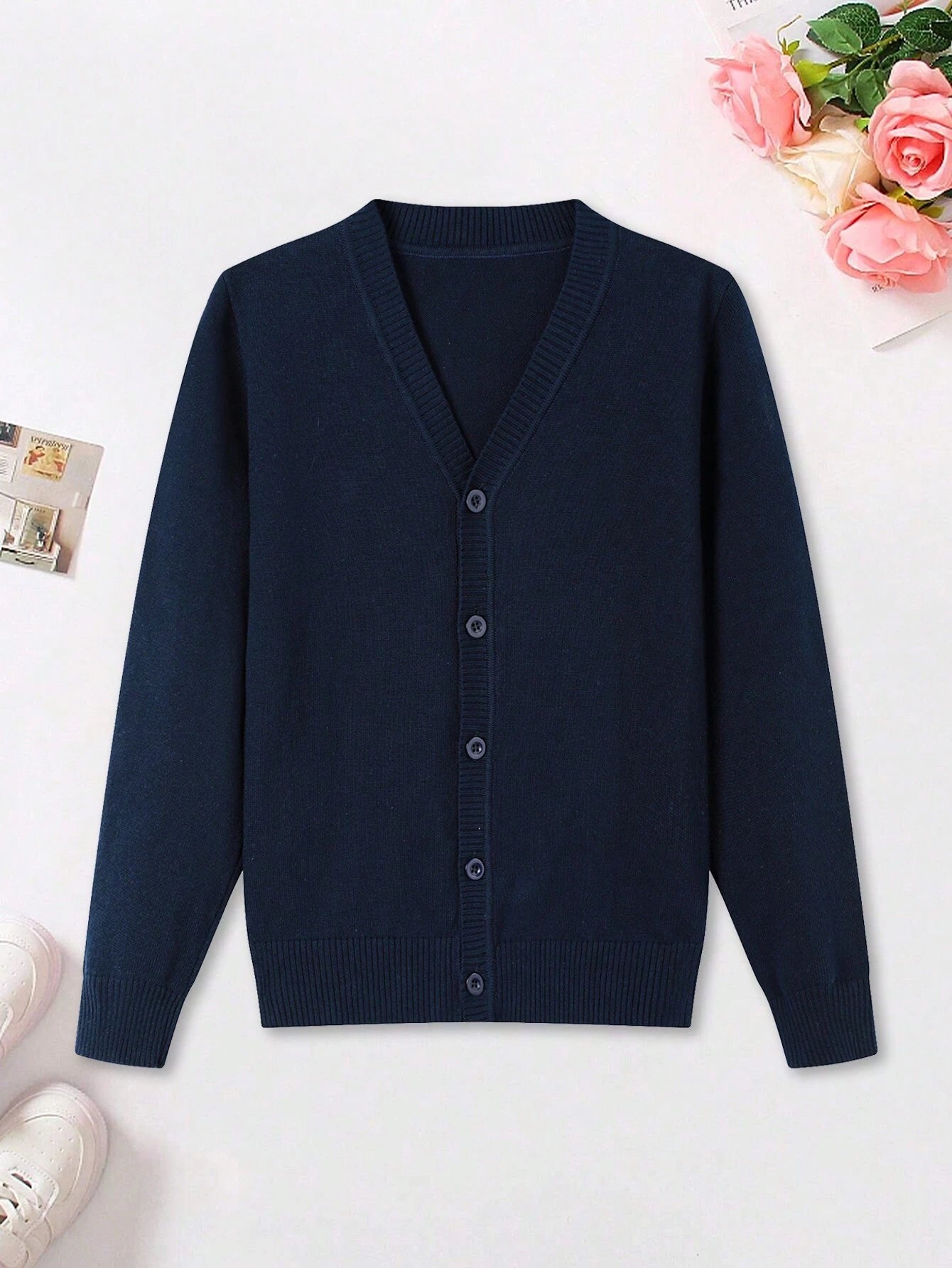 Cardigan Garçon Pull Uni Boutoné