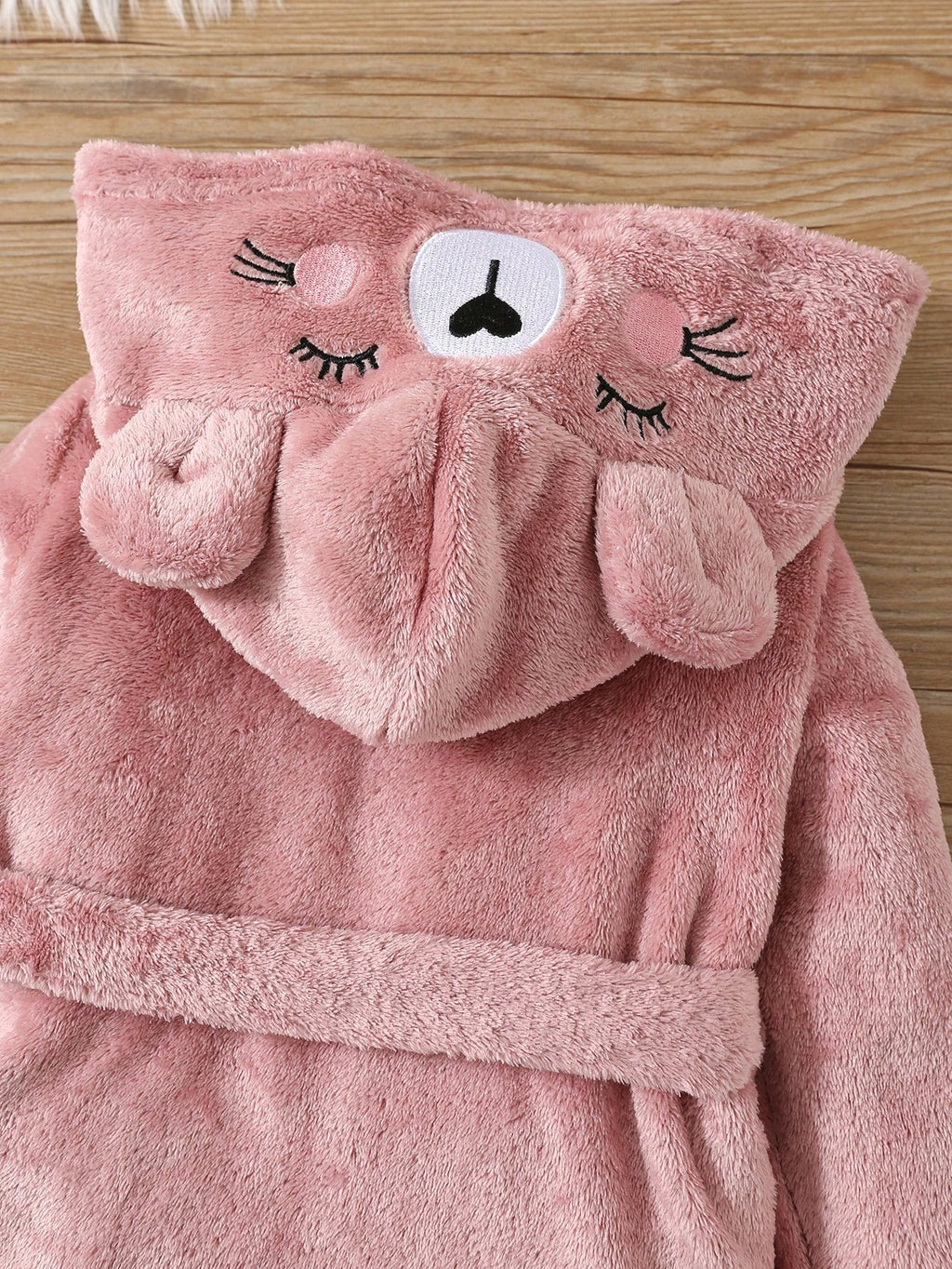 Robe de chambre polaire à capuche 3D Fée rose pour filles