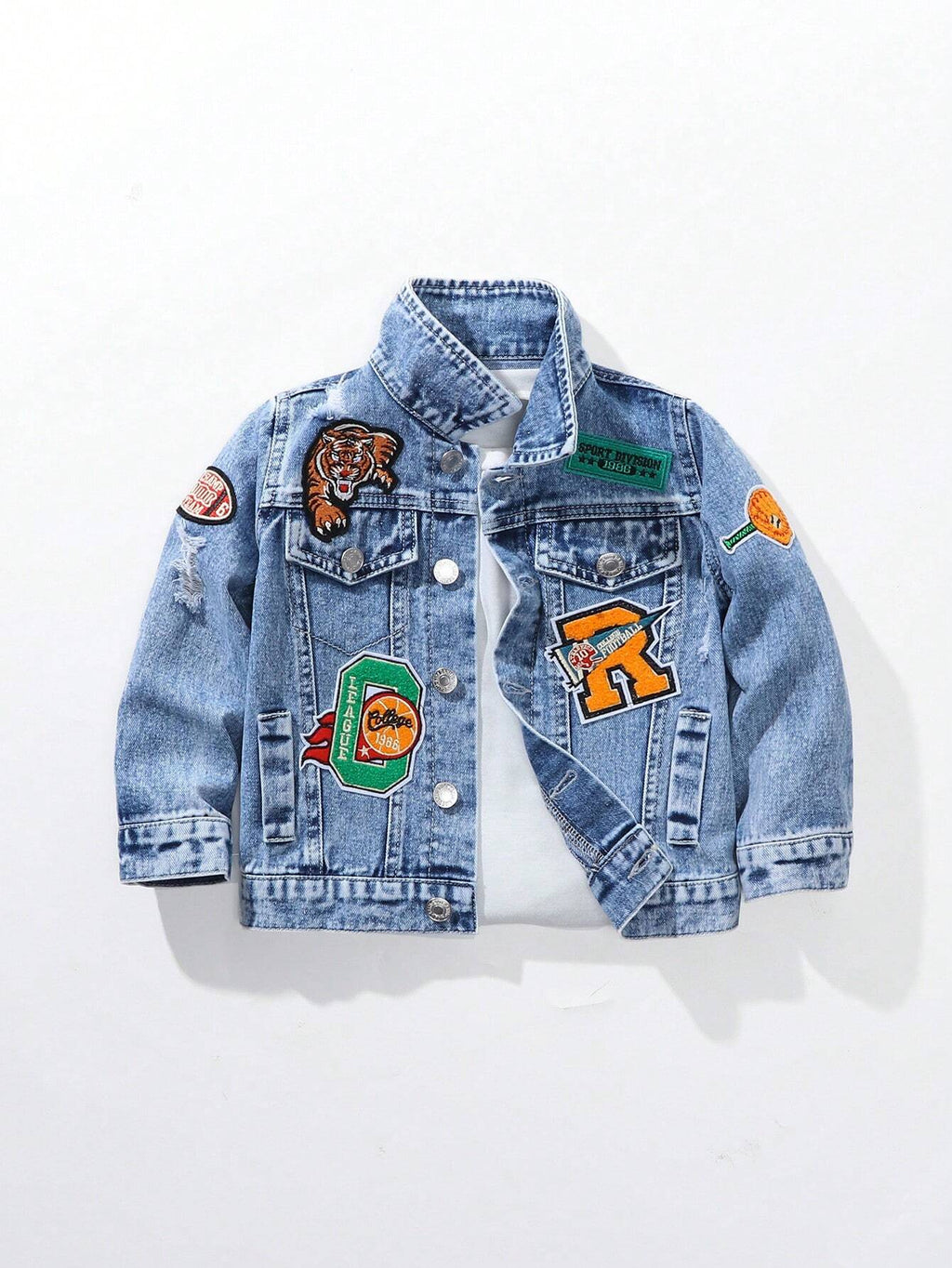 Bambinoo x Playful Pals Boys' Tiger Patch Light Blue Denim Jacket