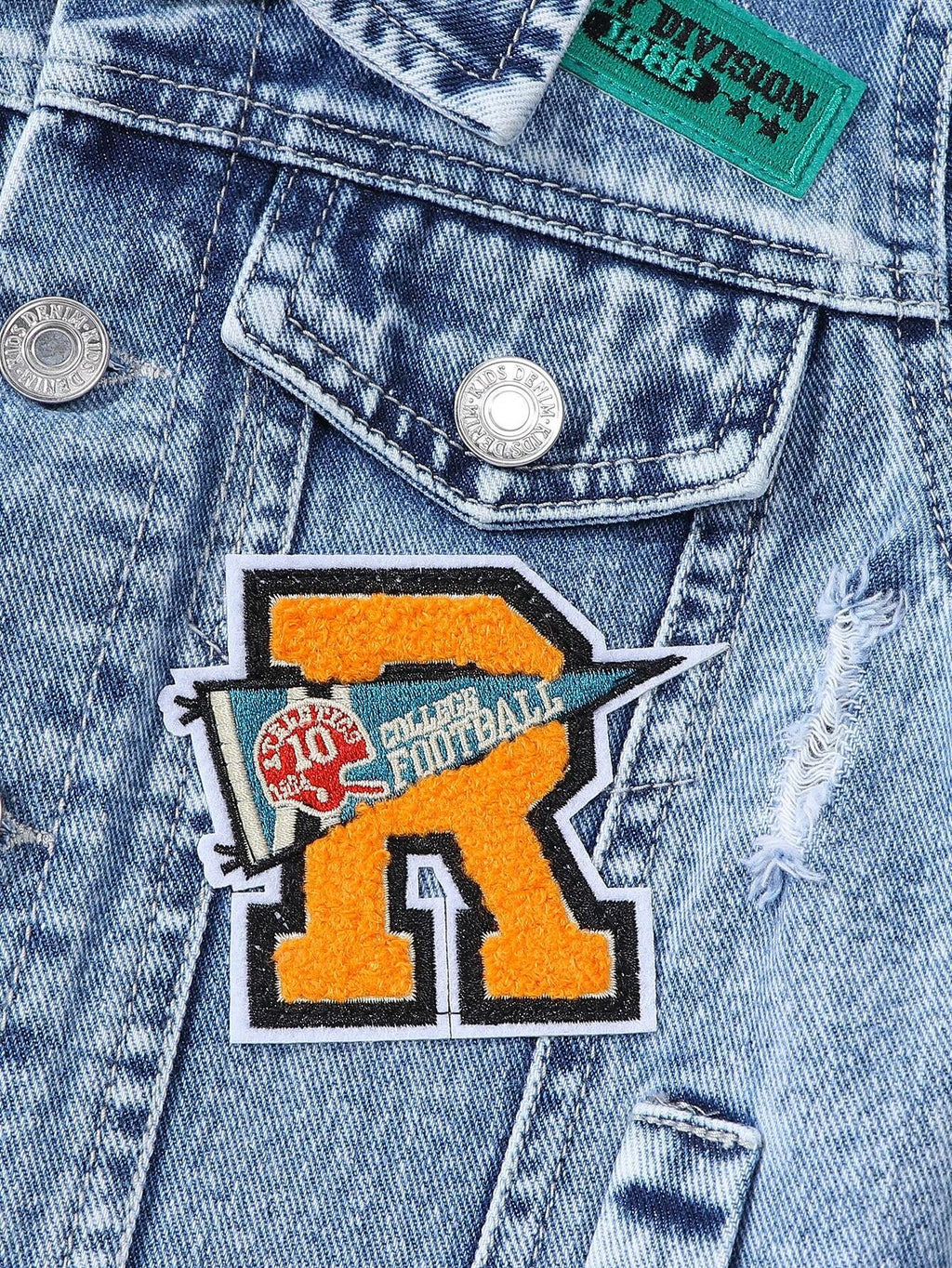 Bambinoo x Playful Pals Boys' Tiger Patch Light Blue Denim Jacket