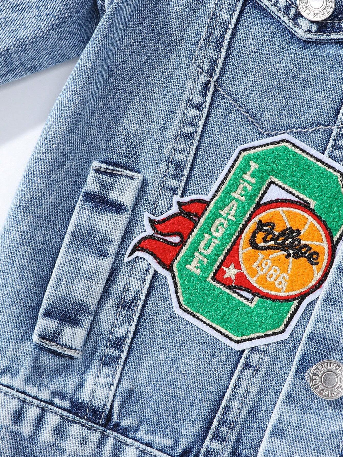 Bambinoo x Playful Pals Boys' Tiger Patch Light Blue Denim Jacket