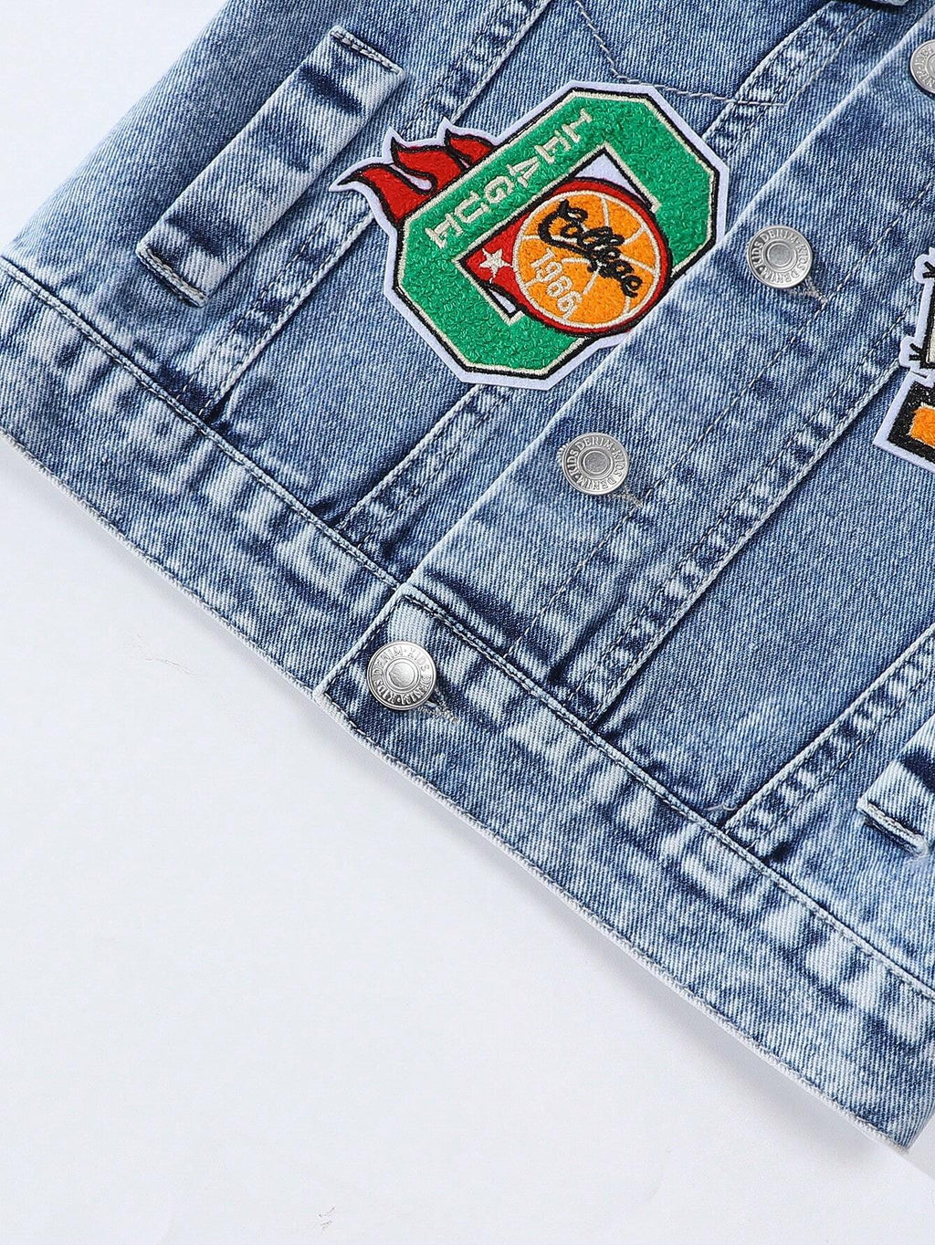 Bambinoo x Playful Pals Boys' Tiger Patch Light Blue Denim Jacket