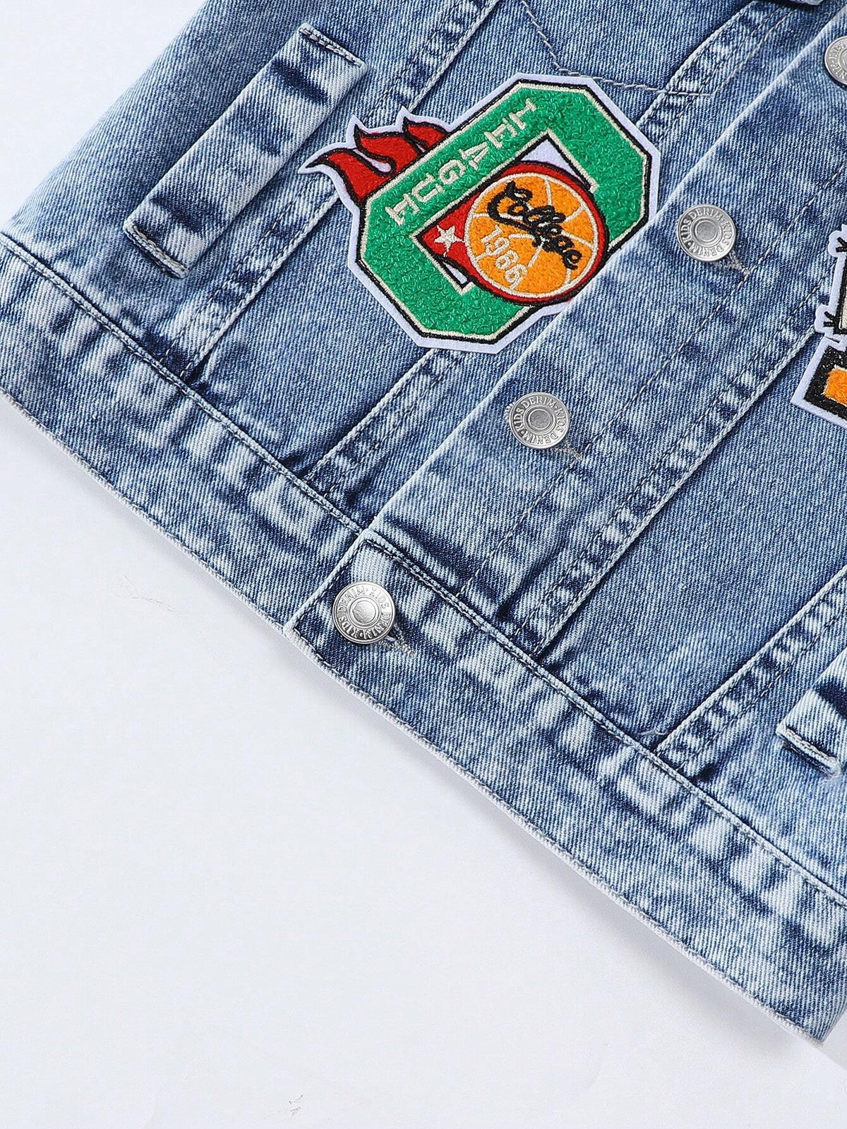 Bambinoo x Playful Pals Boys' Tiger Patch Light Blue Denim Jacket