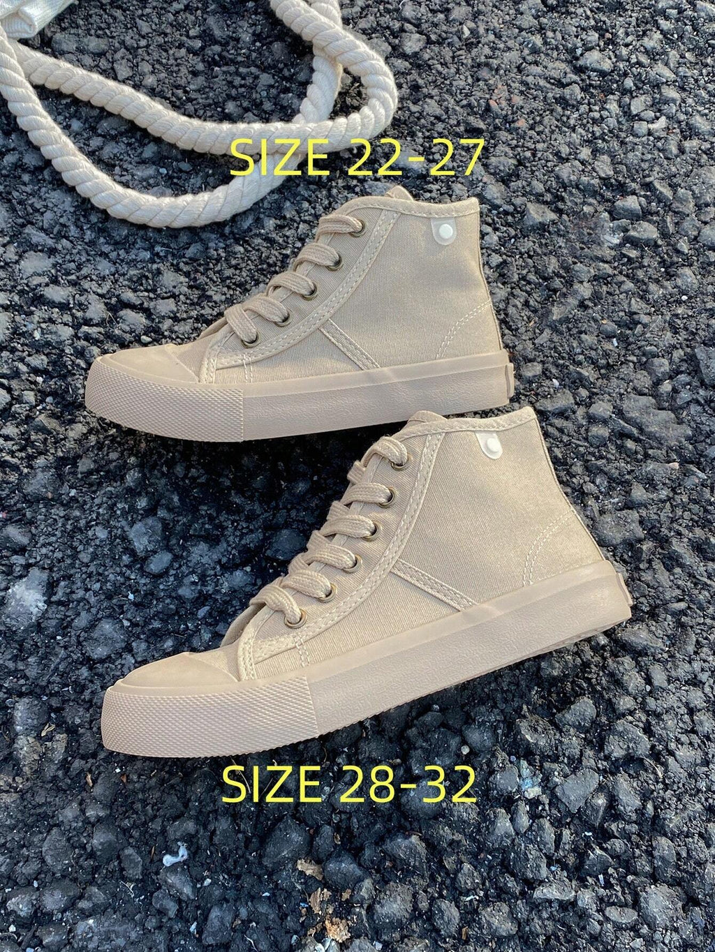 Bambinoo x OPOEE Playful Pals Kids' Classic High-Top Canvas Shoes Khaki