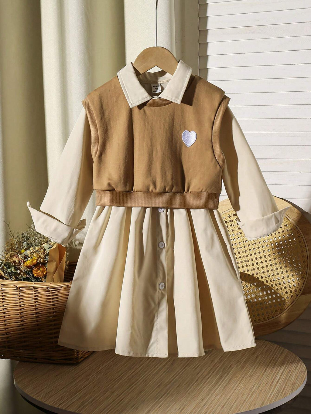 Ensemble Fille Robe Chemise Blanche & Débardeur