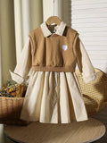 Ensemble Fille Robe Chemise Blanche & Débardeur