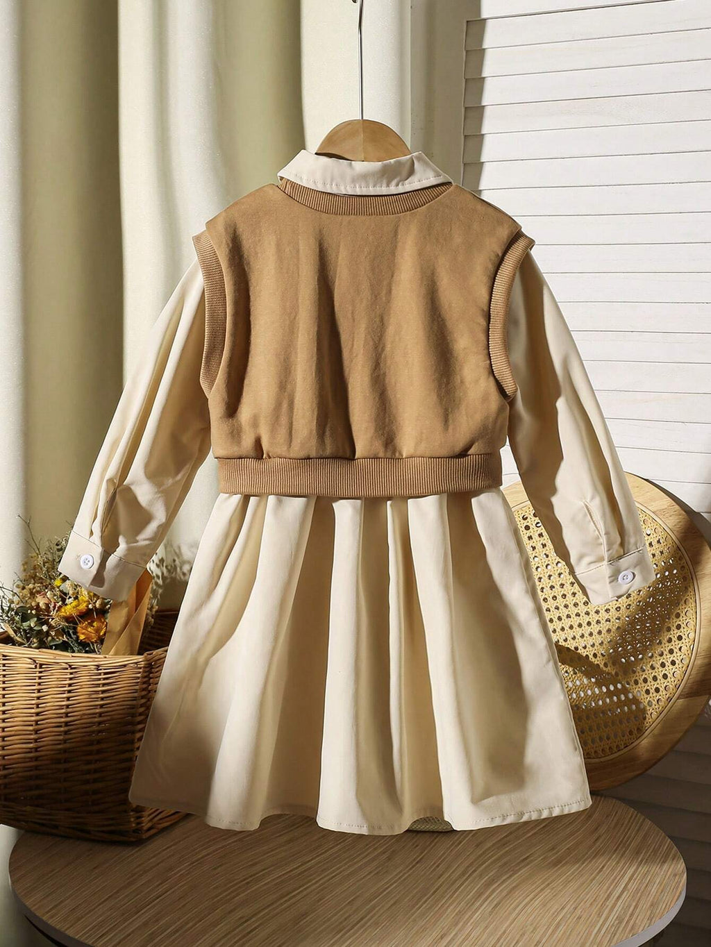 Ensemble Fille Robe Chemise Blanche & Débardeur
