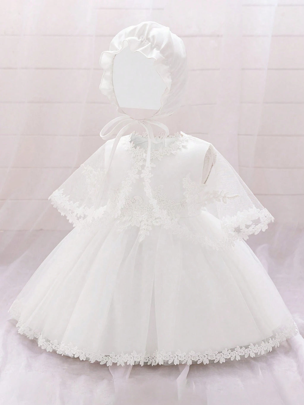 Baby Girl Lace Mini Christening Gown 3 Piece Set