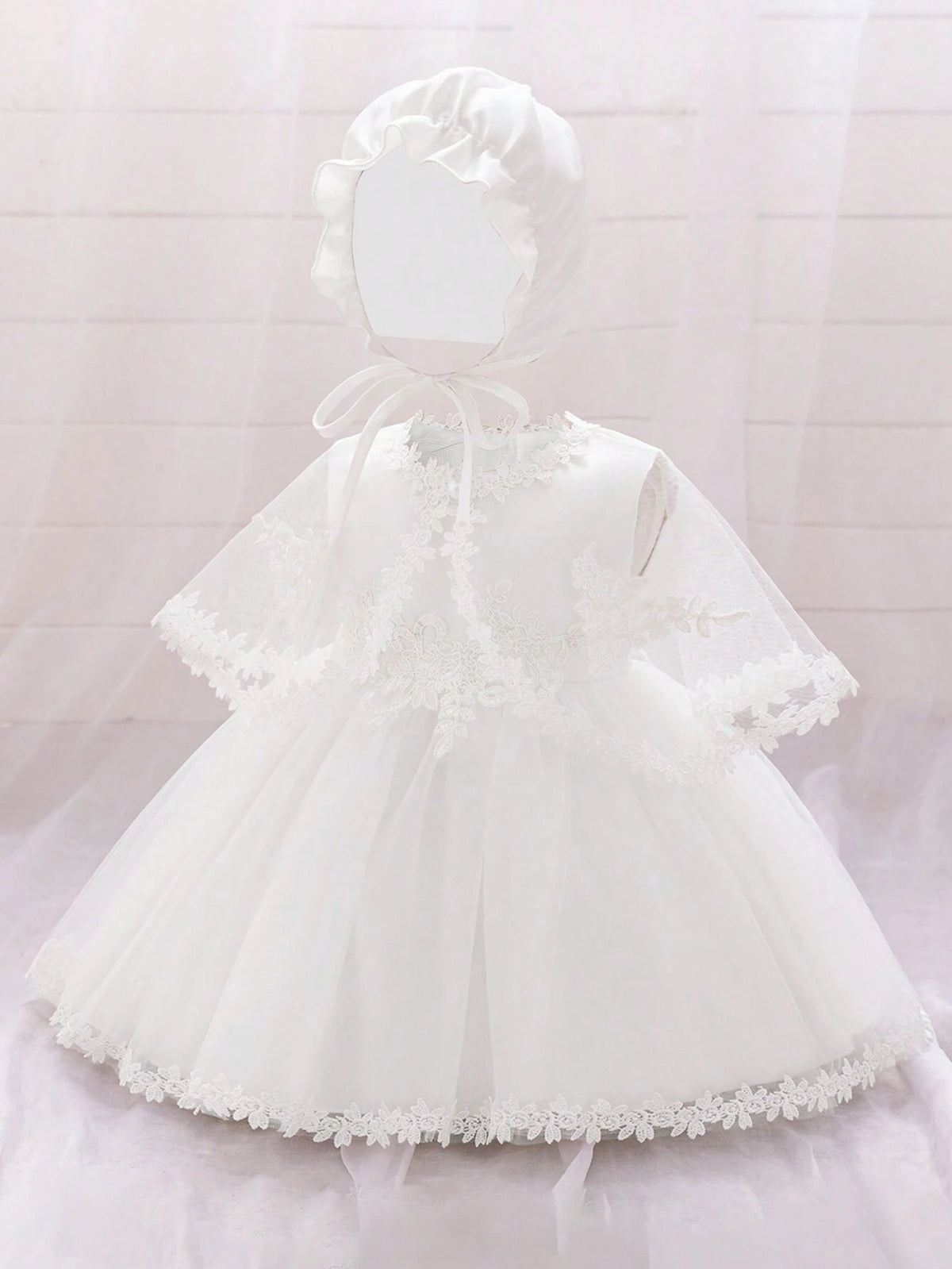 Baby Girl Lace Mini Christening Gown 3 Piece Set