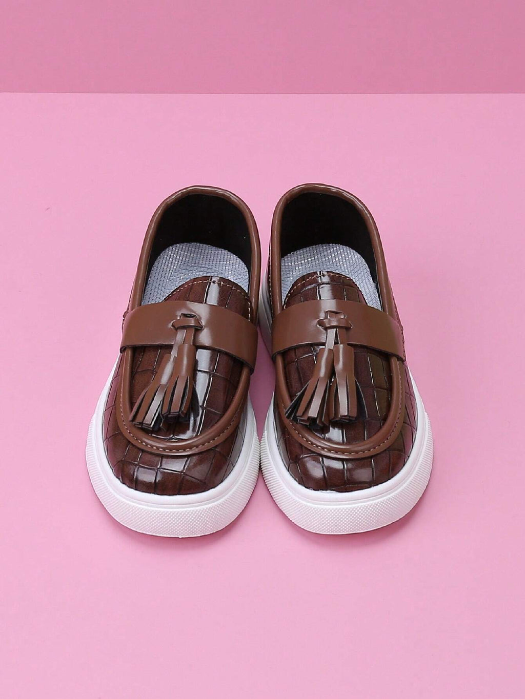 Children Vintage Style Slip-On Imitation Leather Casual Sports Sneakers Brown