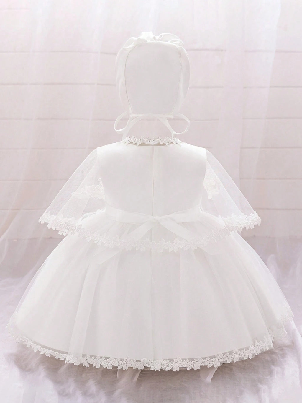 Baby Girl Lace Mini Christening Gown 3 Piece Set