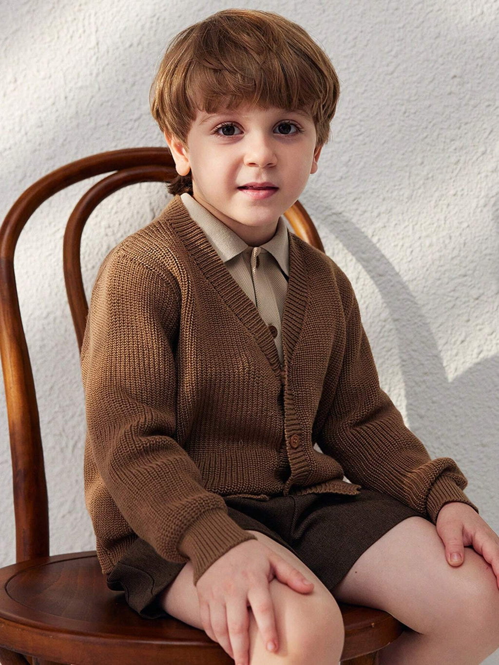 Cardigan Garçon Blossori Brun Style Français